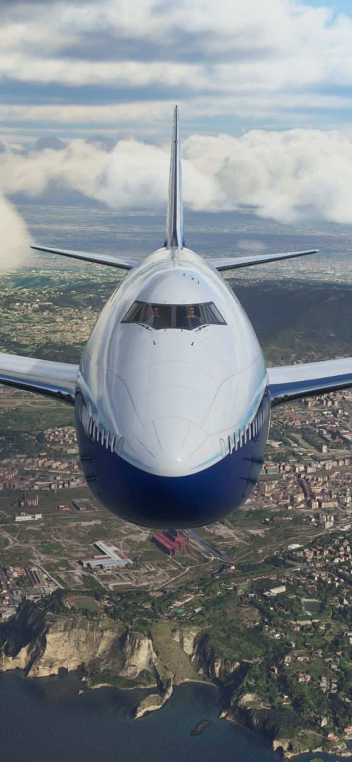 Вземи своя страст за изследване на небеса до нови висини с iPhone Xs и Microsoft Flight Simulator. Тапет