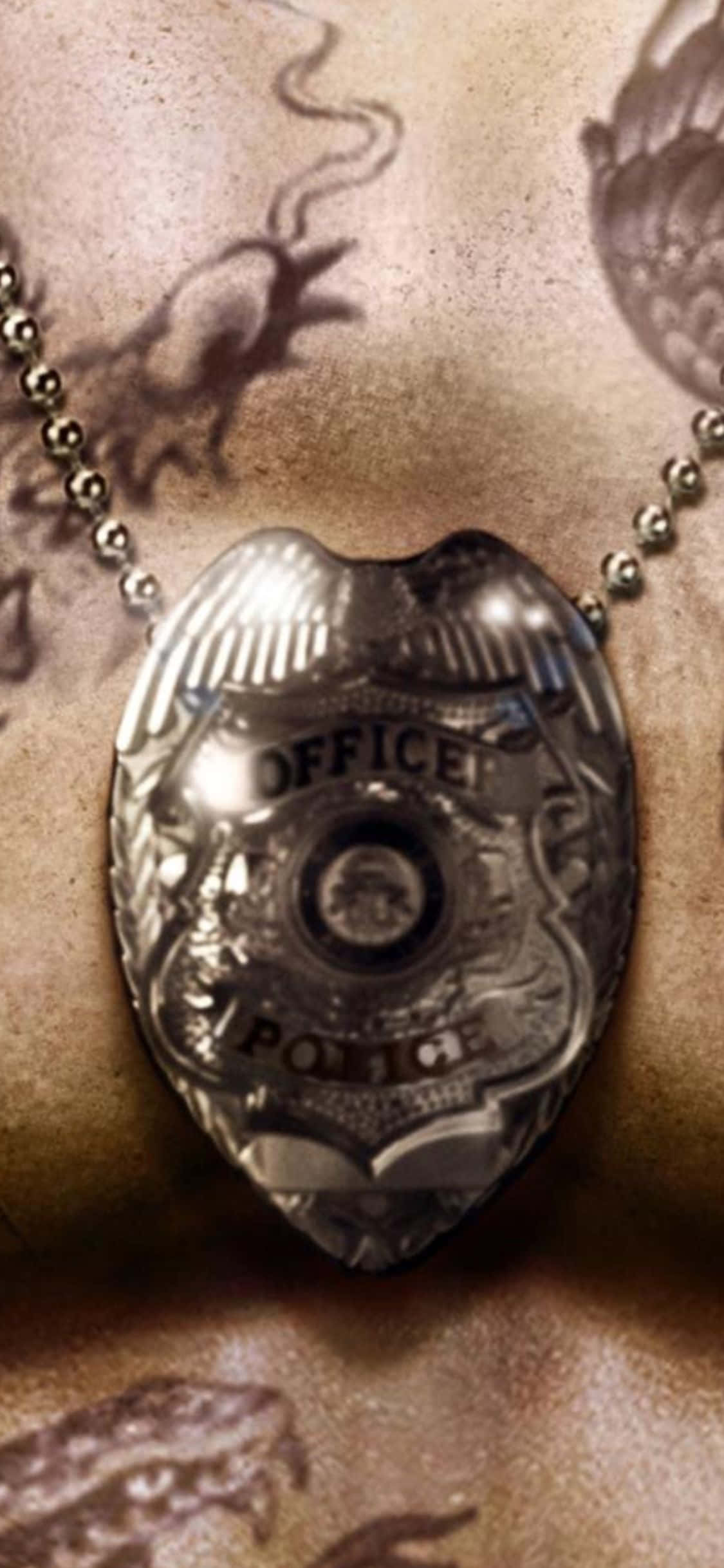 Фон за iPhone Xs с полицейска значка на огърлица от Sleeping Dogs Тапет