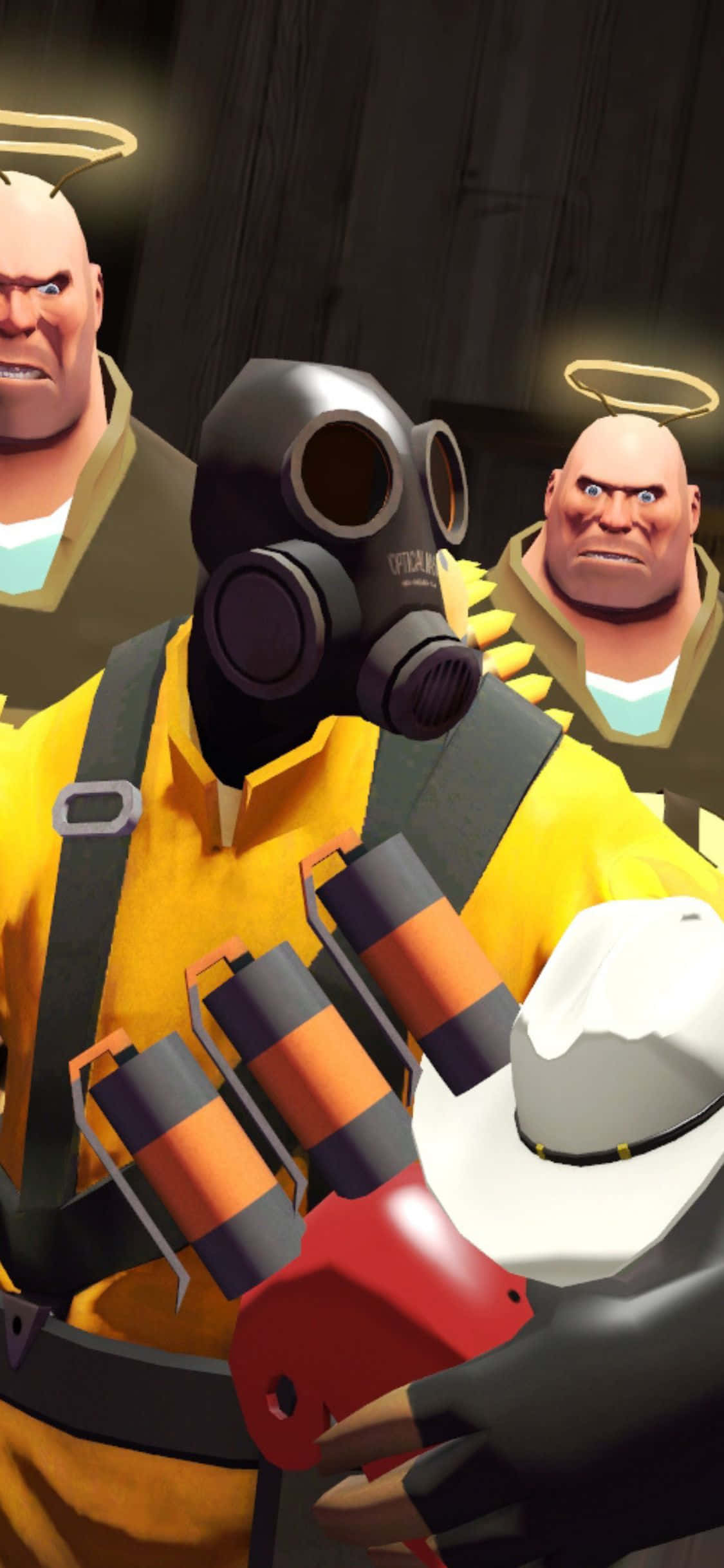 iPhone XS Team Fortress 2 Pyro с Heavys фон Тапет