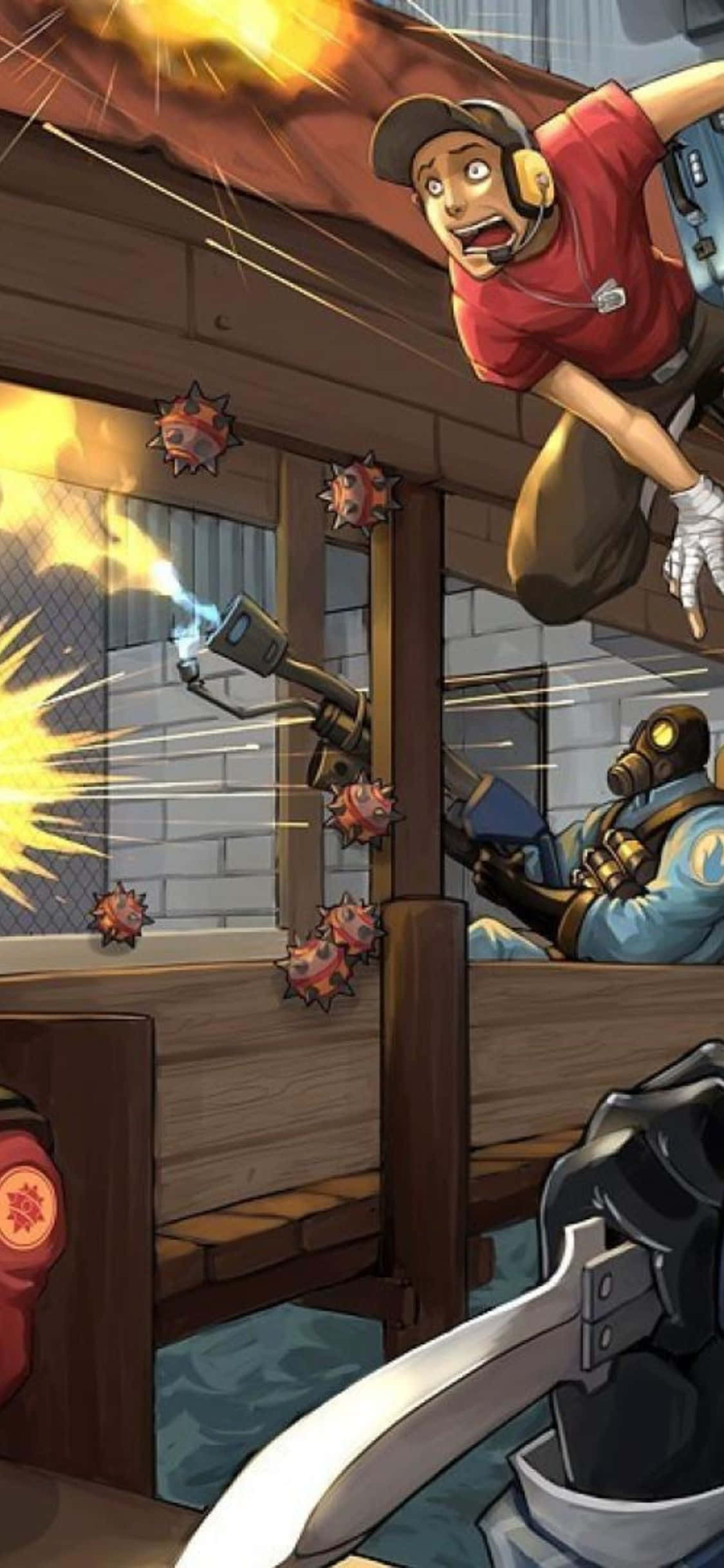 iPhone XS Team Fortress 2 комикс арт стил фон Тапет