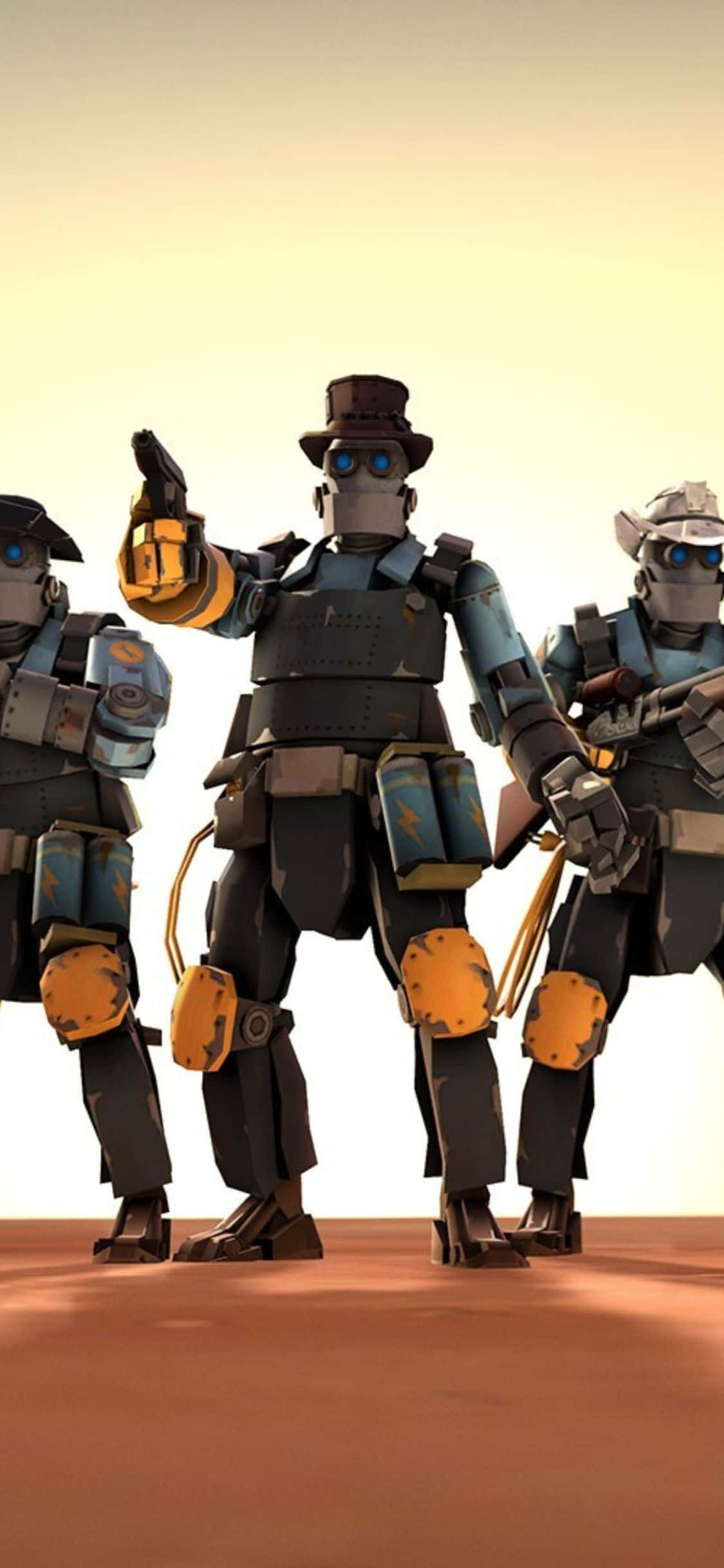 iPhone XS Team Fortress 2 Каубой Роботи Фон Тапет