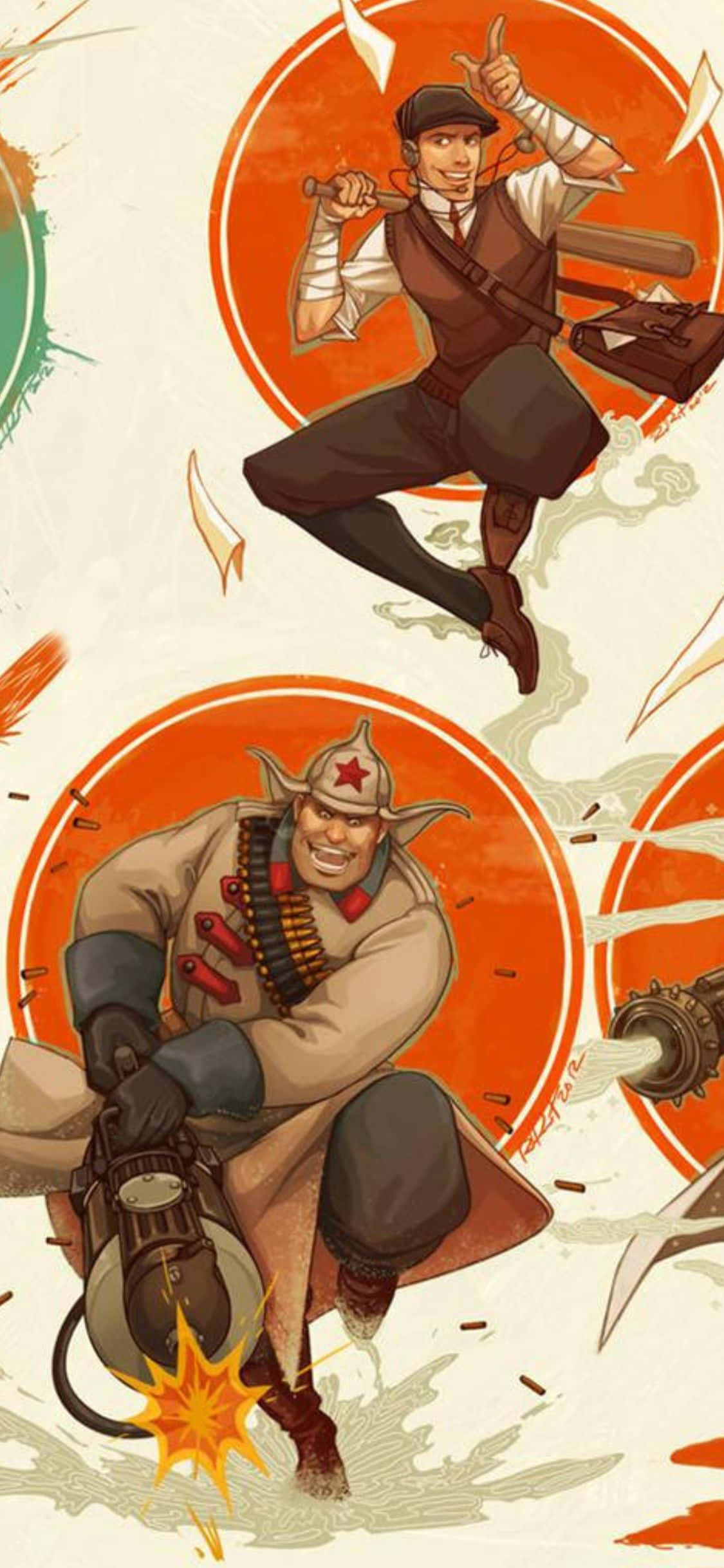 iPhone Xs TF2 фон 1920 Heavy и Scout Тапет