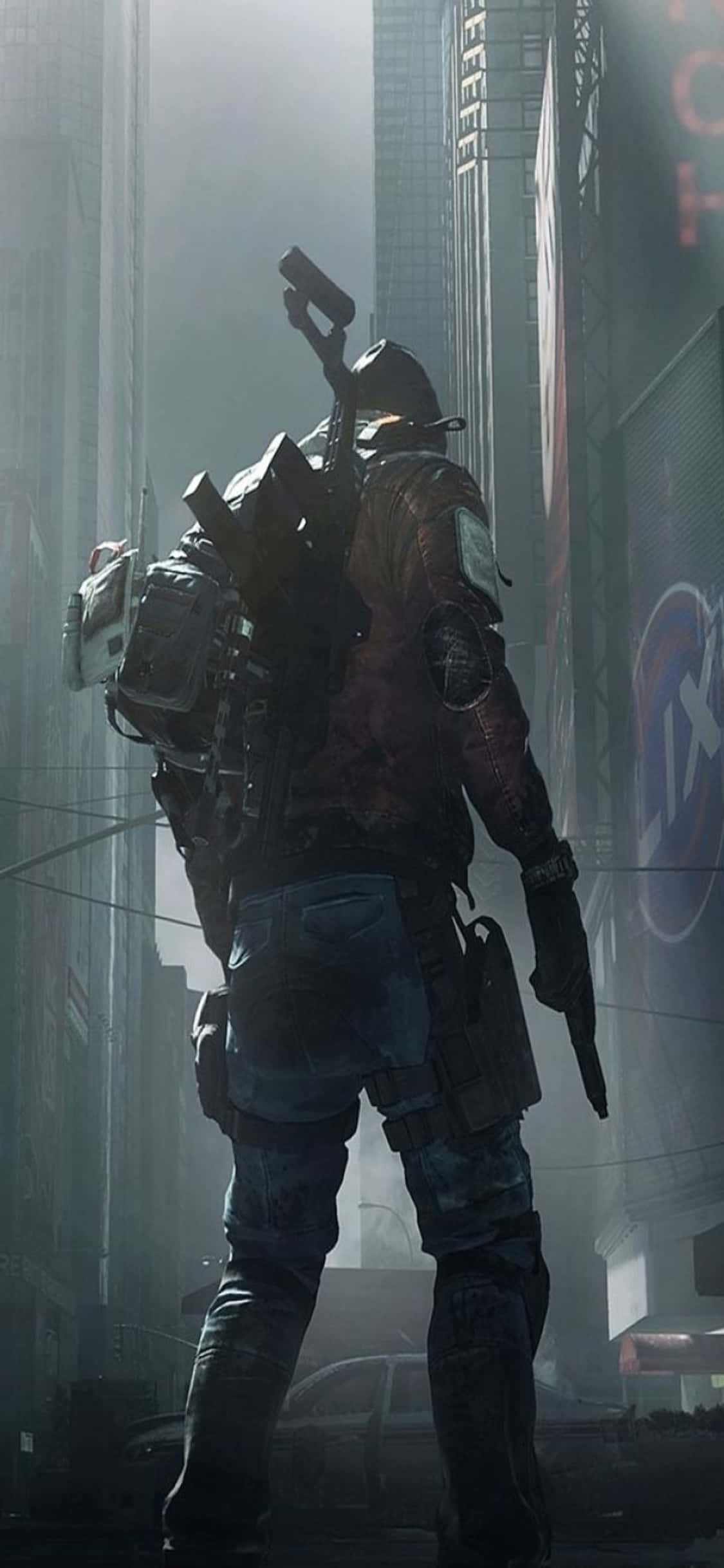 iPhone Xs The Division Фон Мъж в пълна екипировка Тапет
