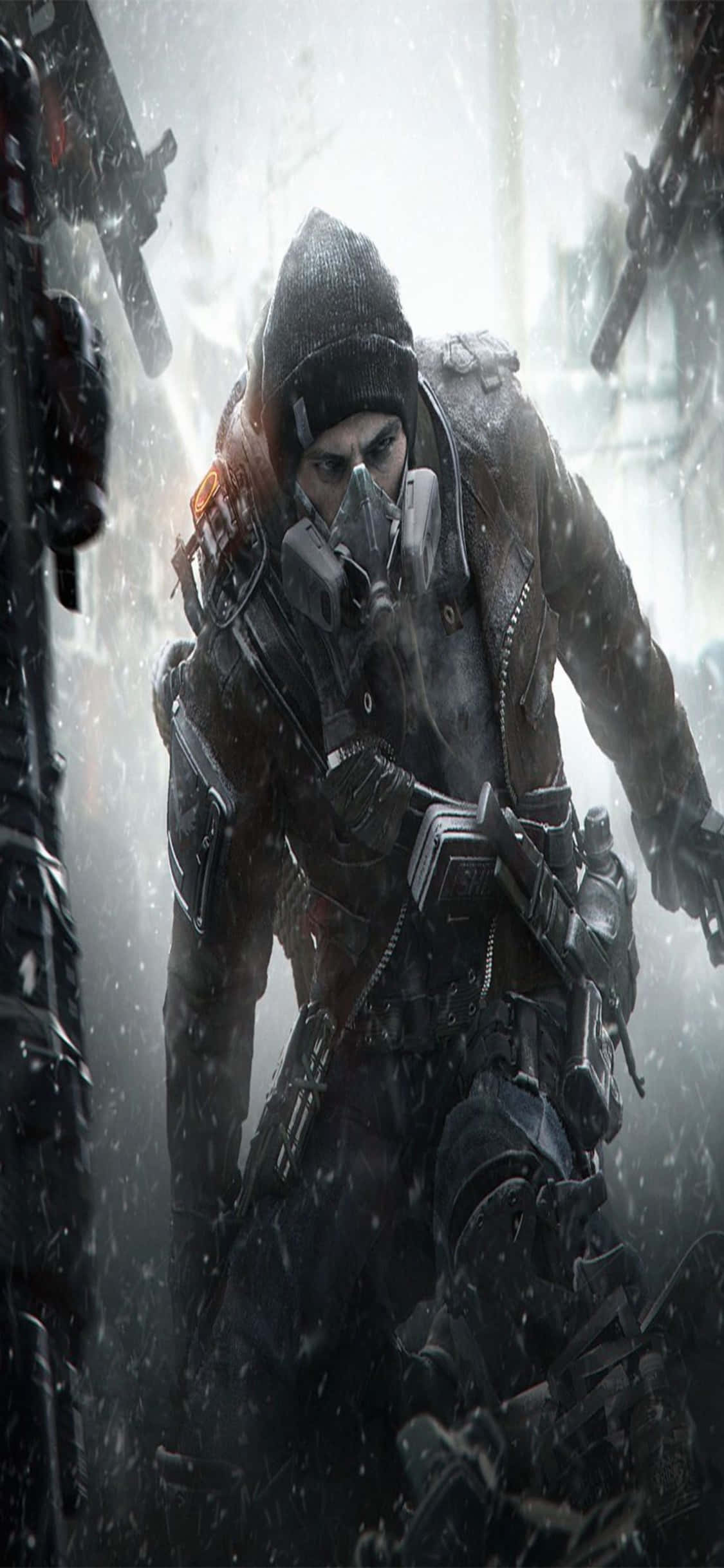 iPhone Xs The Division фон мъж в засада Тапет