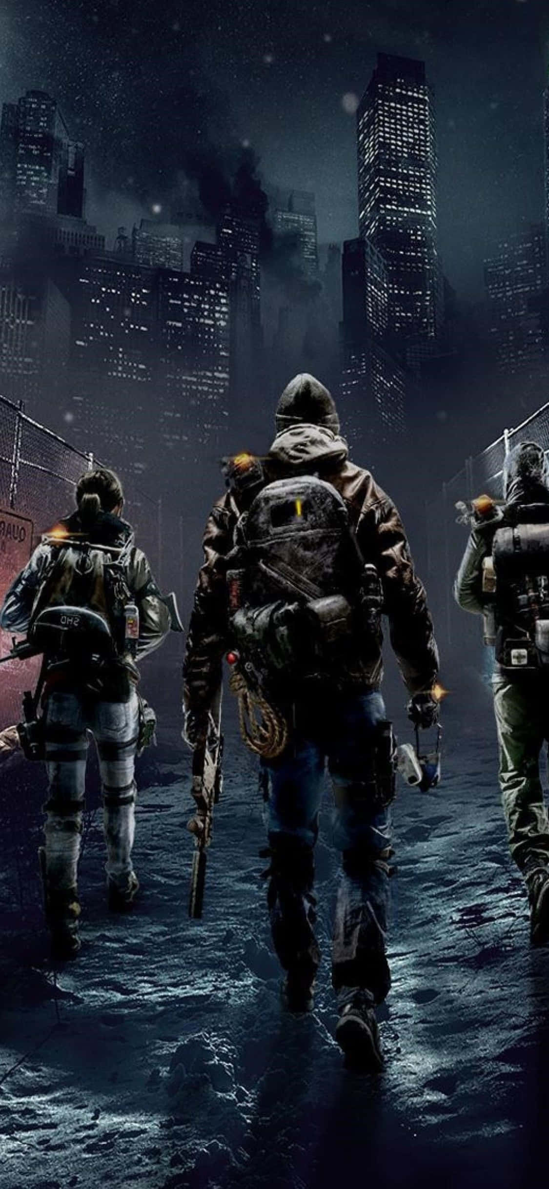 iPhone Xs The Division фон с отряд, отиващ в града Тапет
