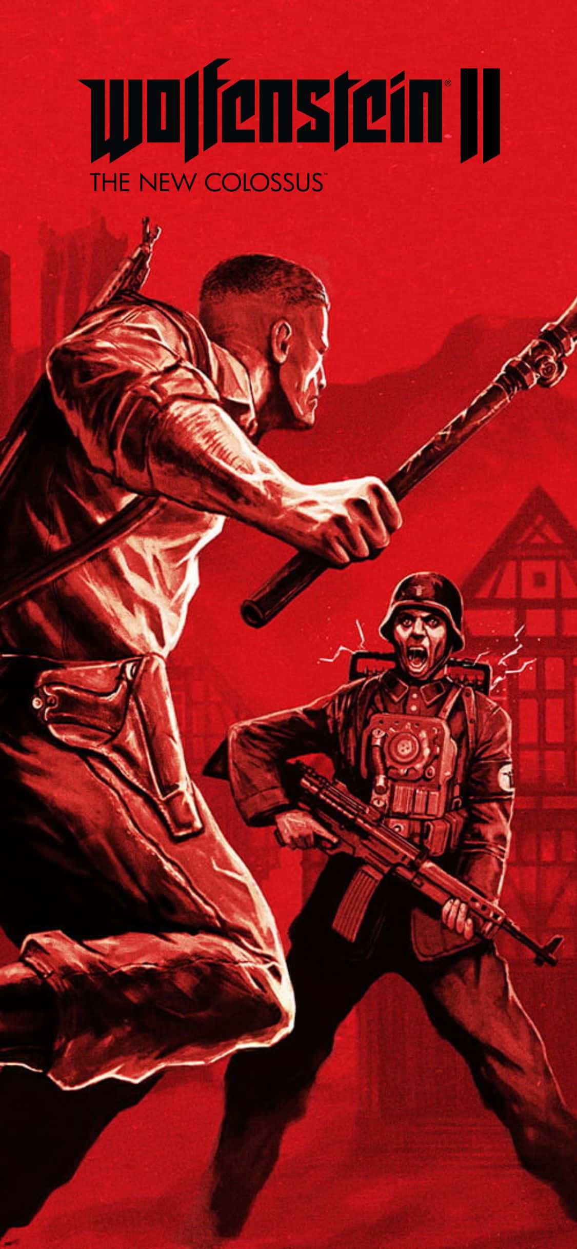 iPhone Xs Wolfenstein II кърваво червен фон Тапет