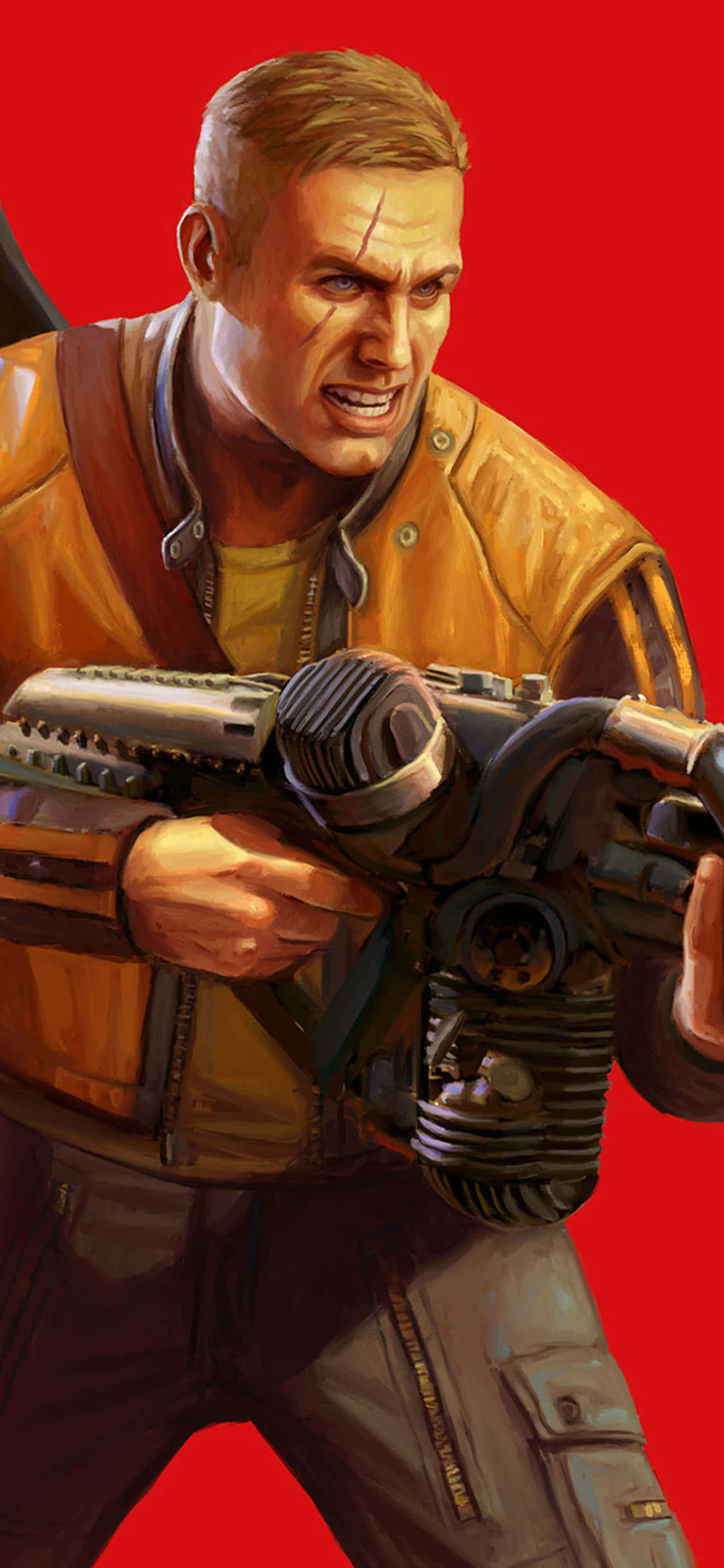 iPhone Xs Wolfenstein II Terror Billy Стрелящ с Пушка Фон Тапет