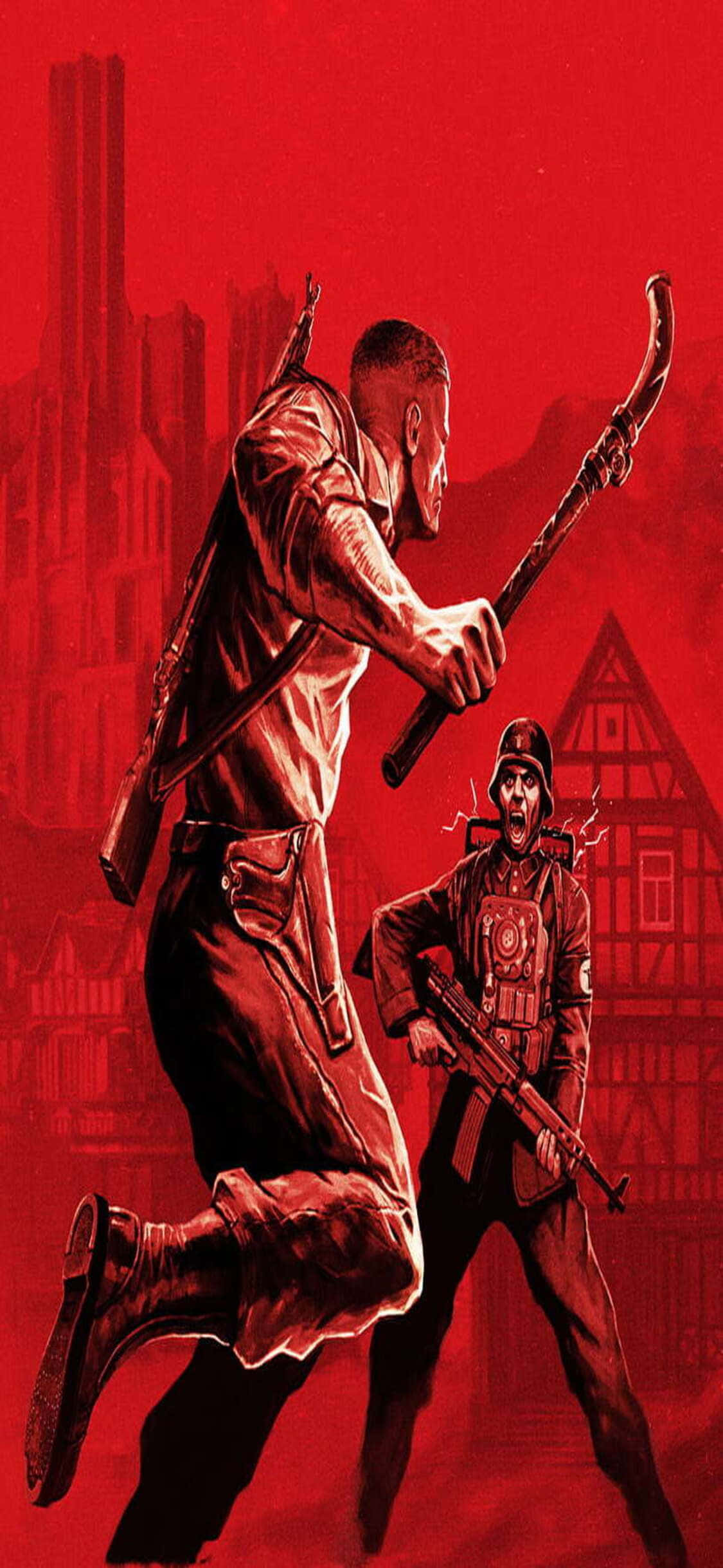 iPhone Xs с последната видео игра ‘Wolfenstein II’ Тапет