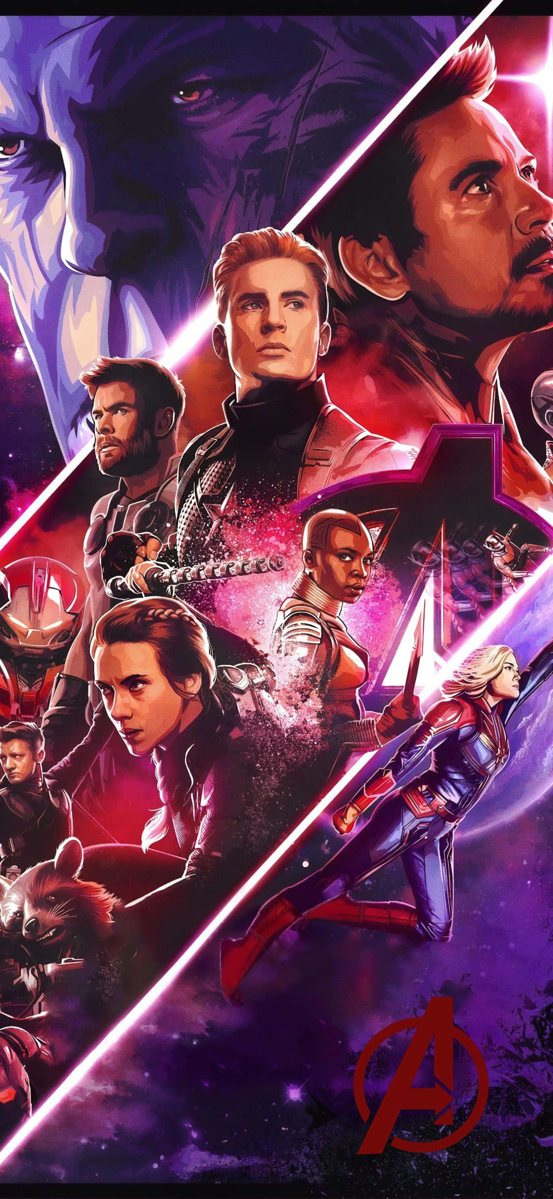 iPhone XS Avengers фон Танос и герои от Endgame Тапет