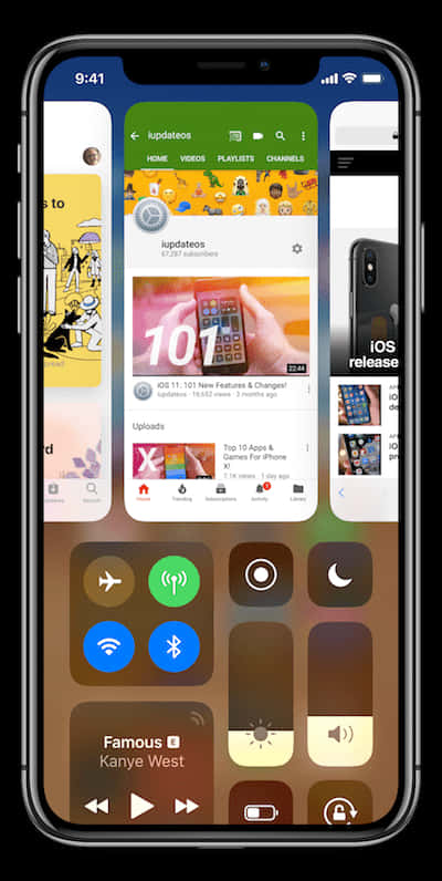 iPhone12 показващ приложението YouTube Тапет