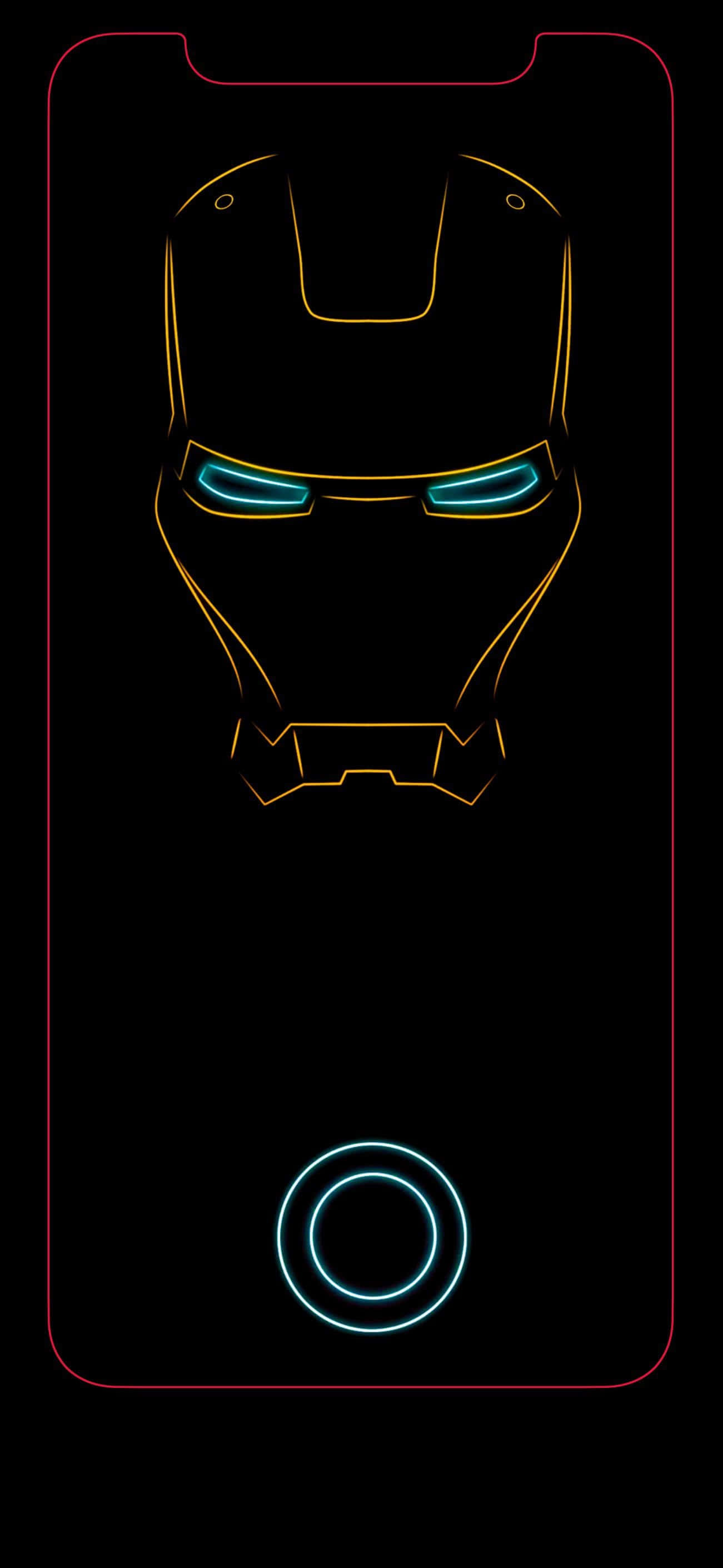 Iron Man неон на черен iPhone X Тапет