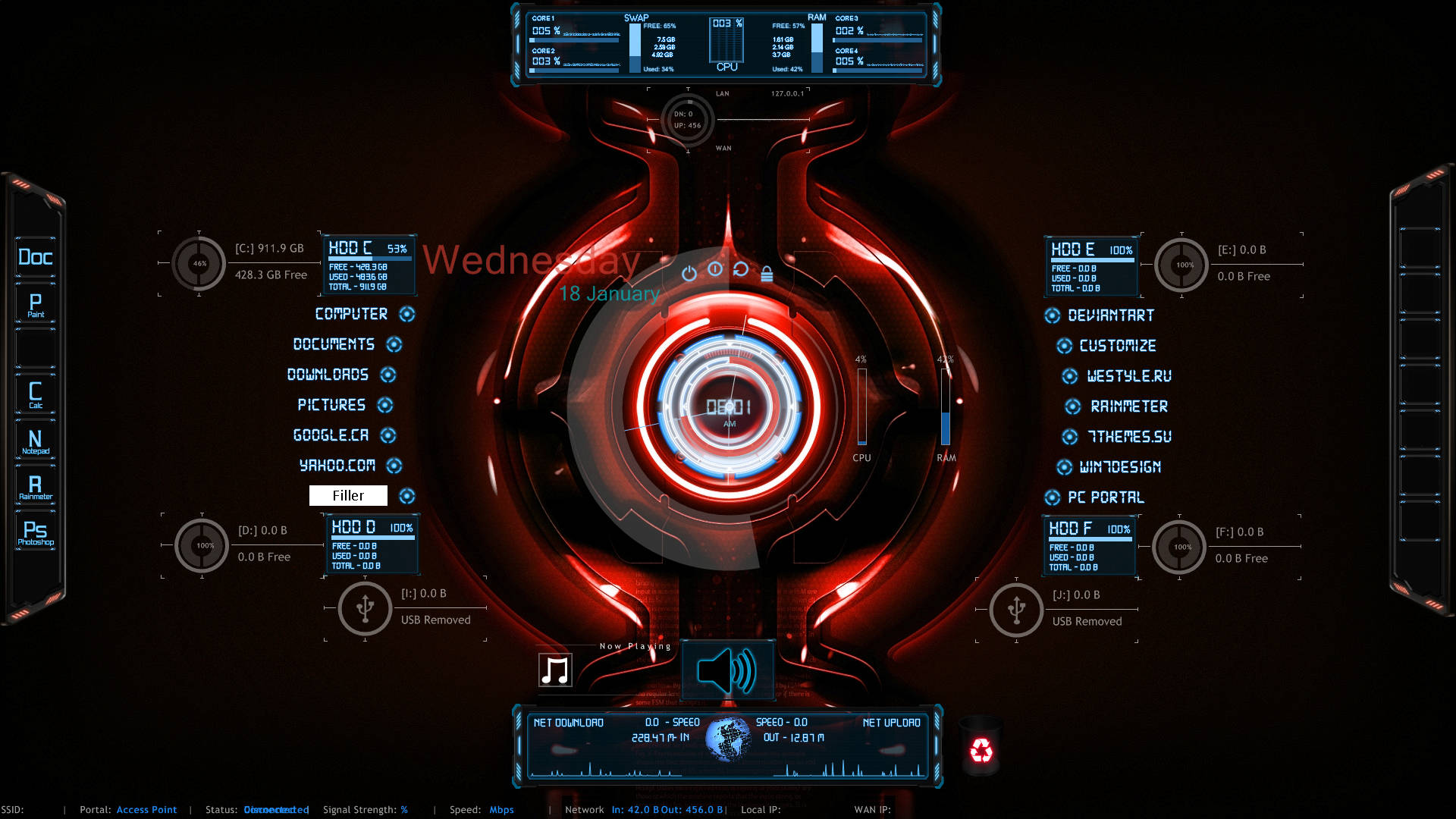 JARVIS в Rainmeter Skin Тапет