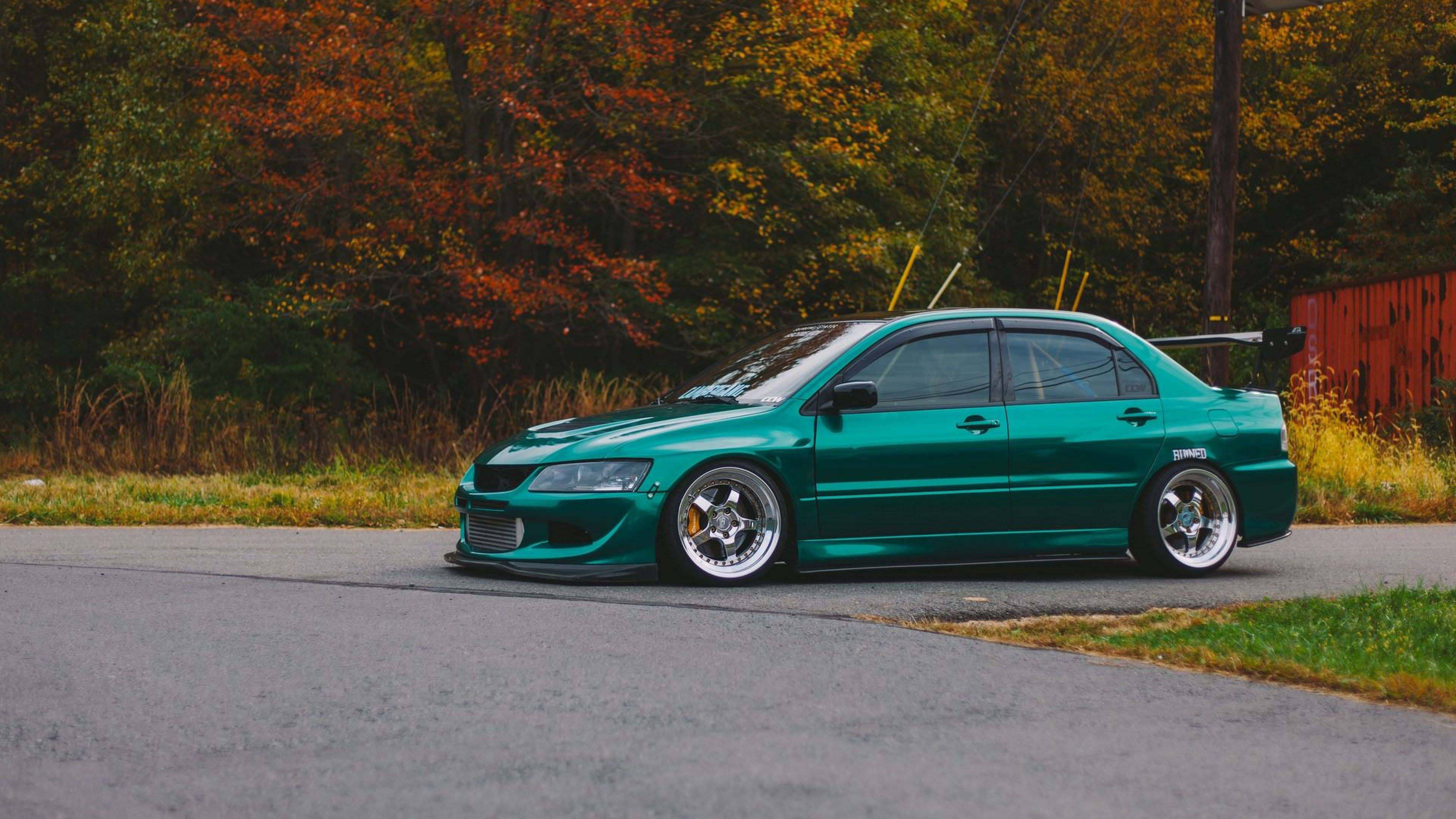 Готина JDM естетика Mitsubishi Lancer Evolution Тапет
