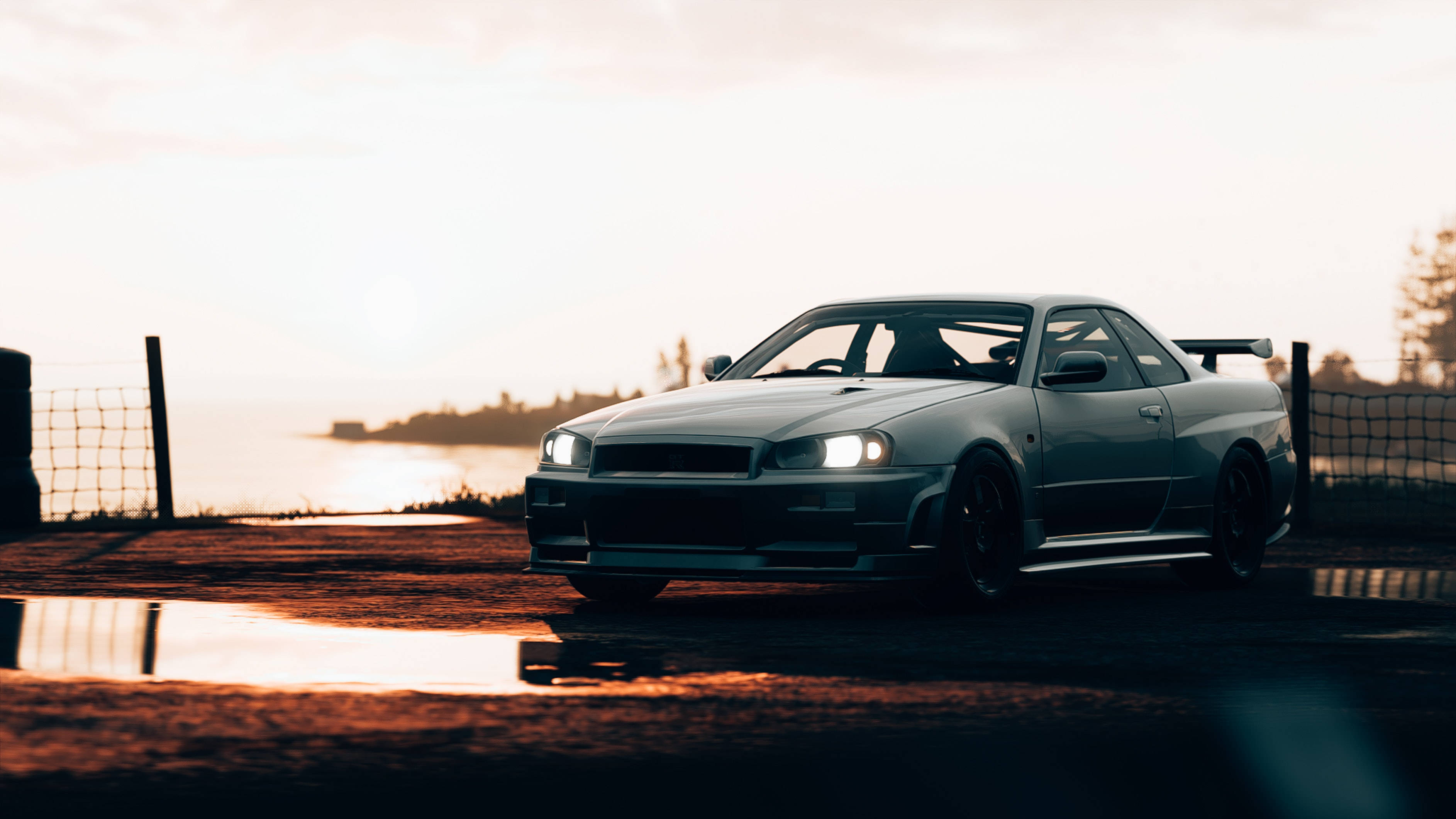 JDM автомобили на залез слънце Тапет