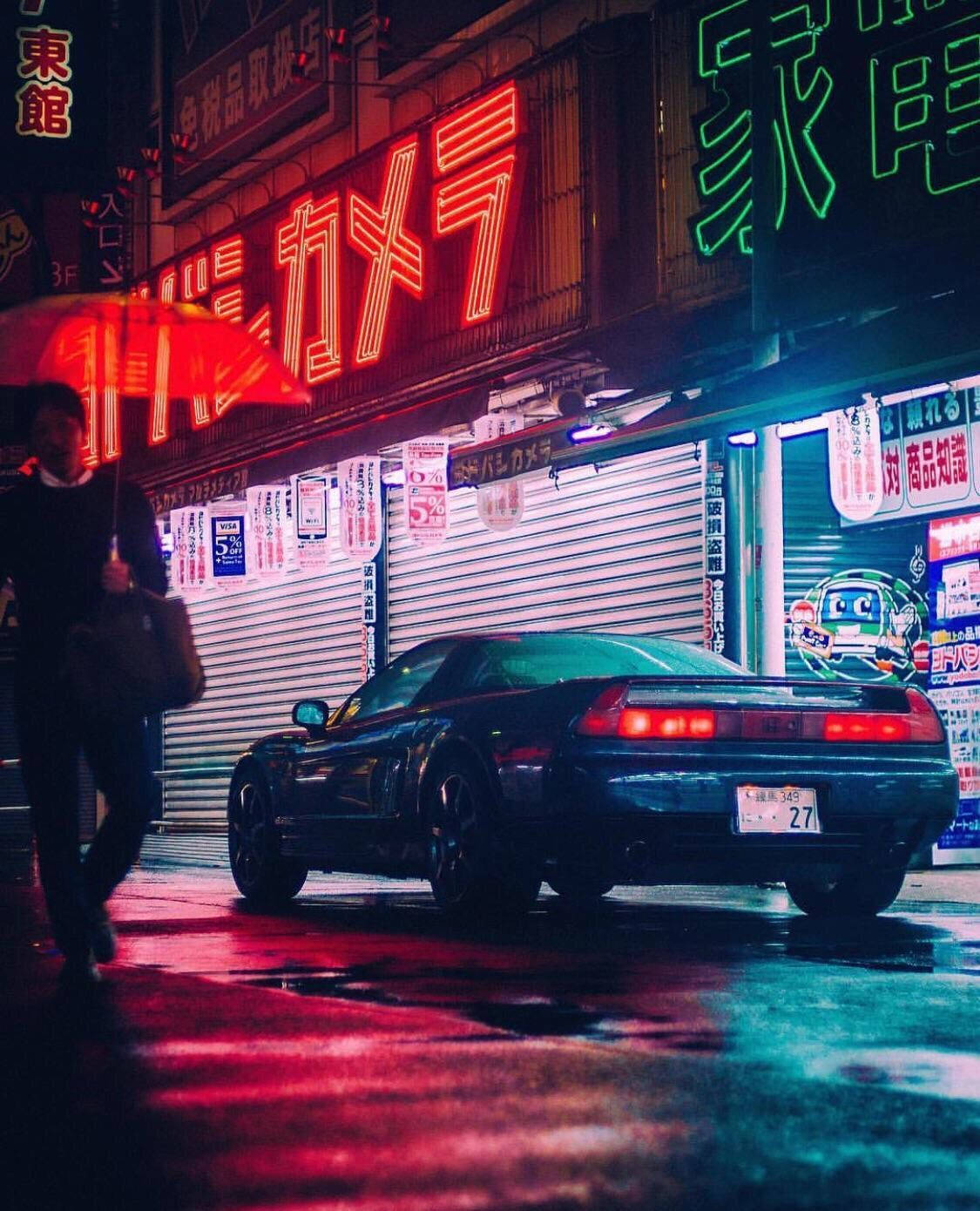 JDM автомобили с червени светлини Тапет