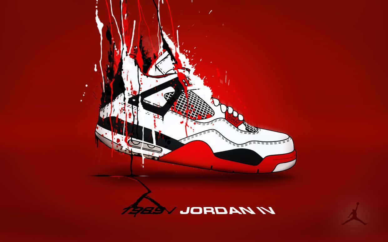 Модерни червени обувки Jordan на висококачествен фон Тапет