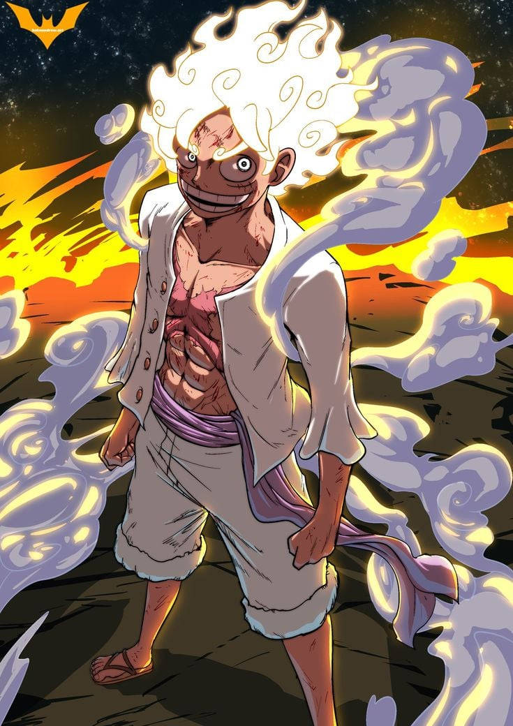 Joy Boy Luffy с пламтяща коса Тапет