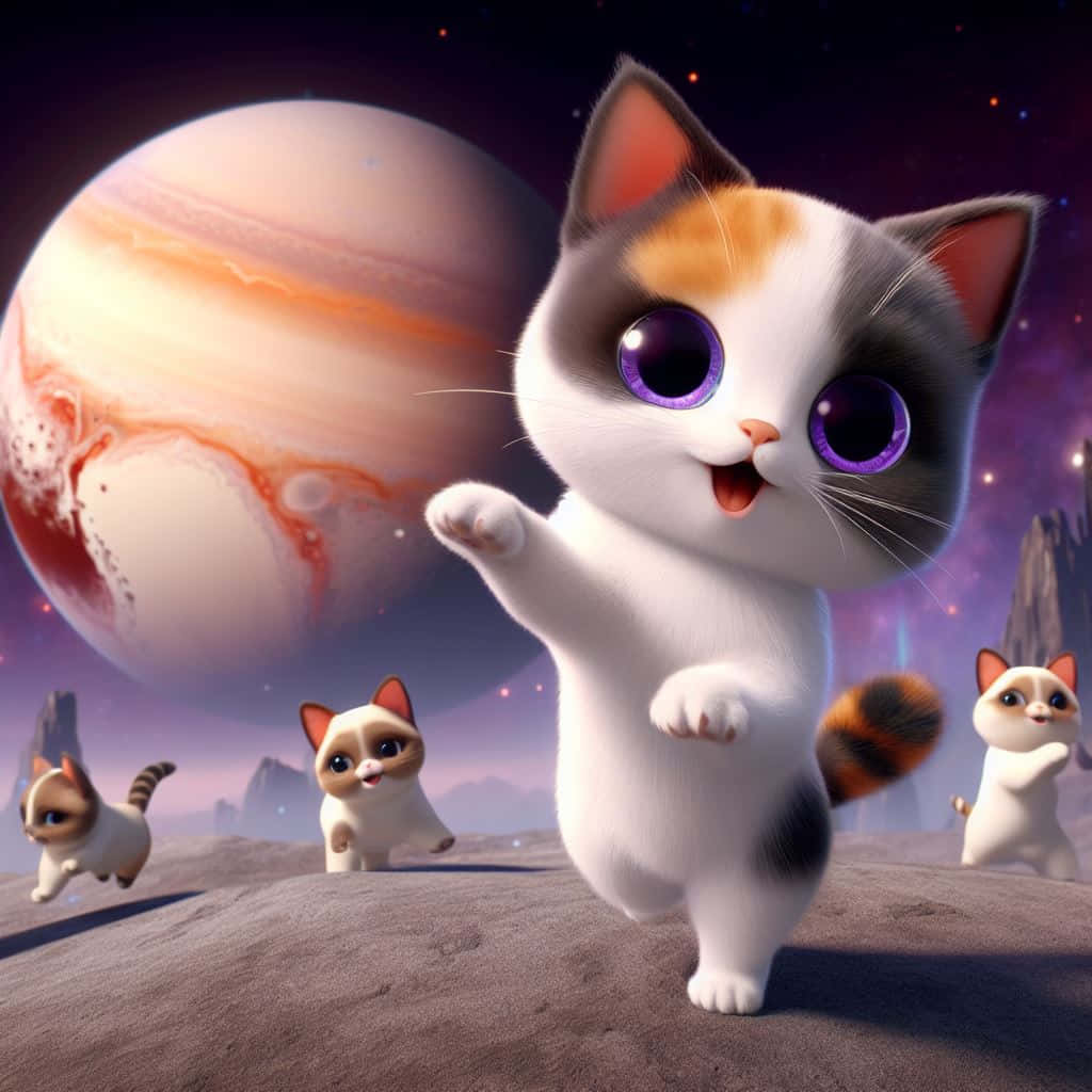 Космически танцущи котета.JPG Тапет