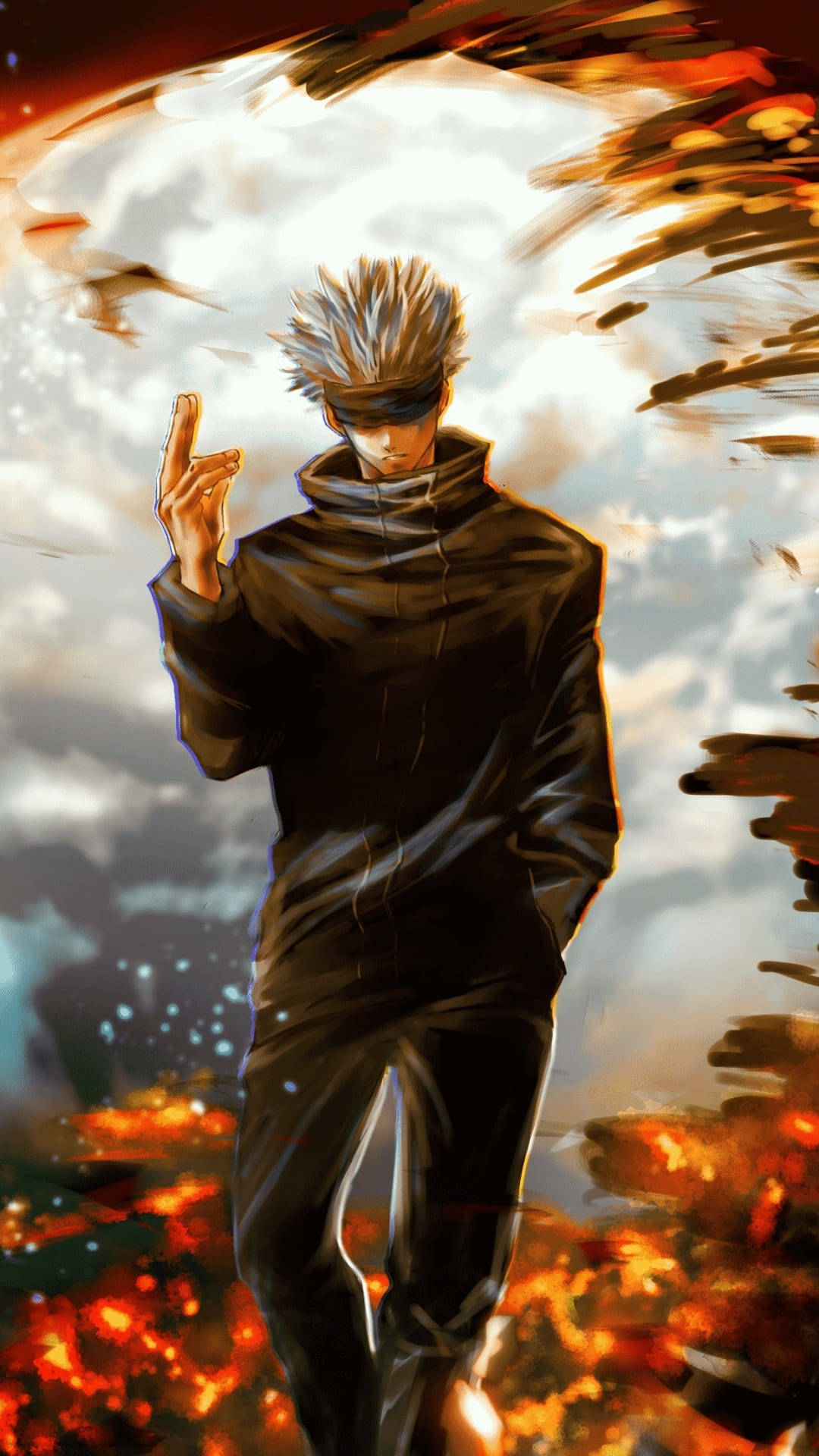 Мистериозен фенарт на Сатору Годжо от Jujutsu Kaisen за телефон Тапет