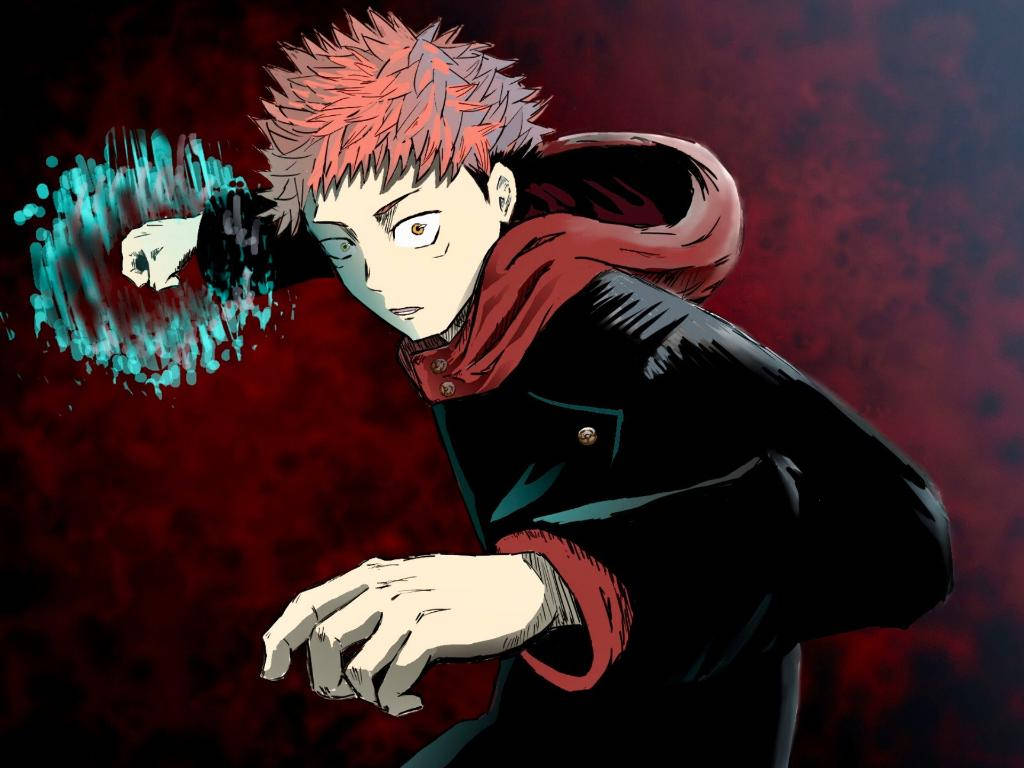 Юджи Итадори задейства Черния си Пламък в Jujutsu Kaisen Тапет