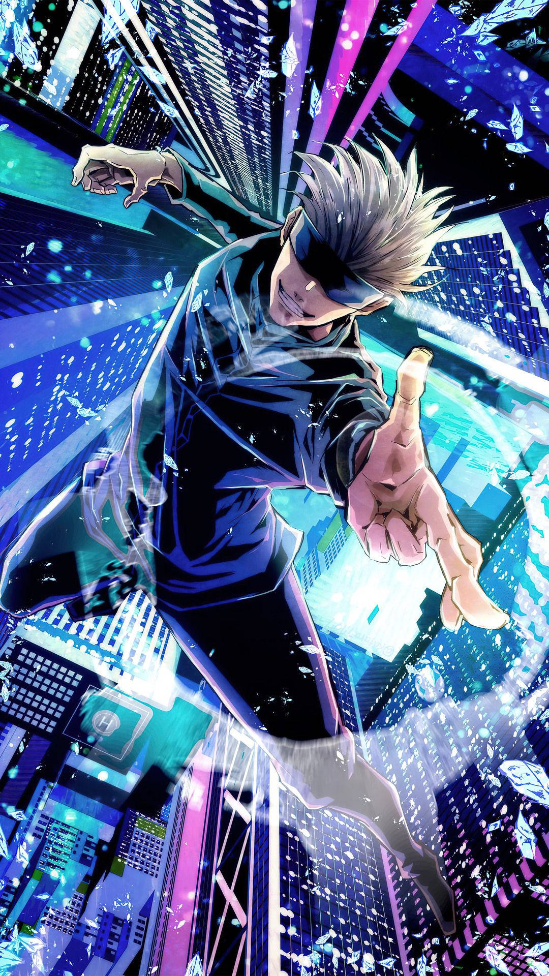 Годжо Сатору Небостъргачи Jujutsu Kaisen iPhone Тапет