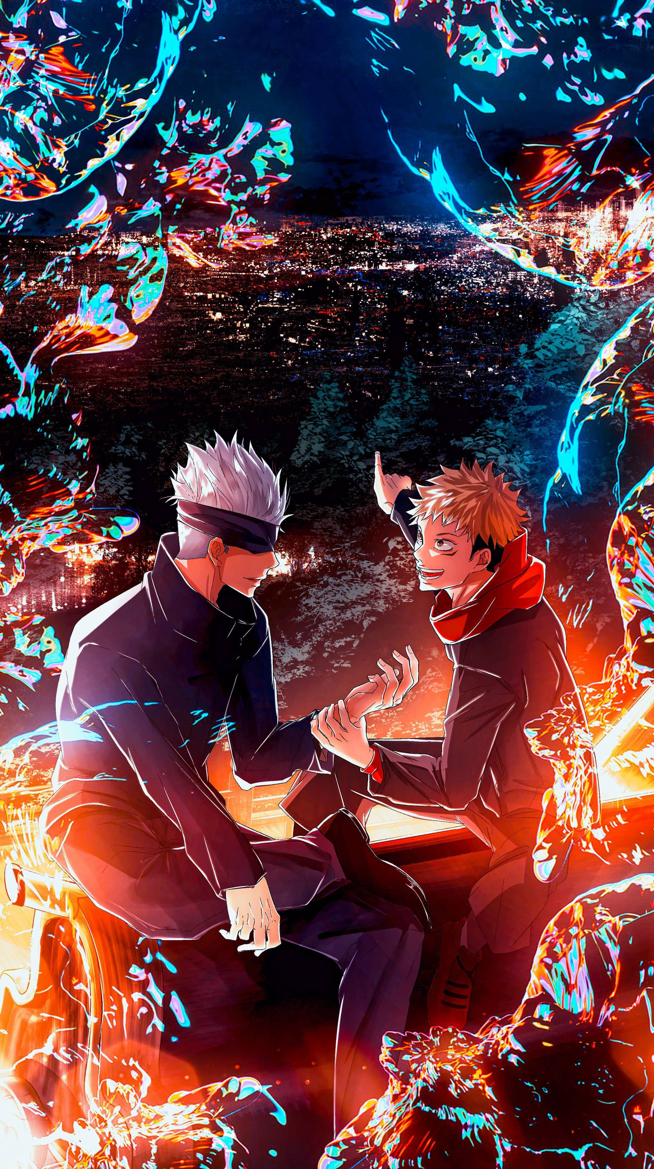 Годжо и Юджи от Jujutsu Kaisen за iPhone Тапет