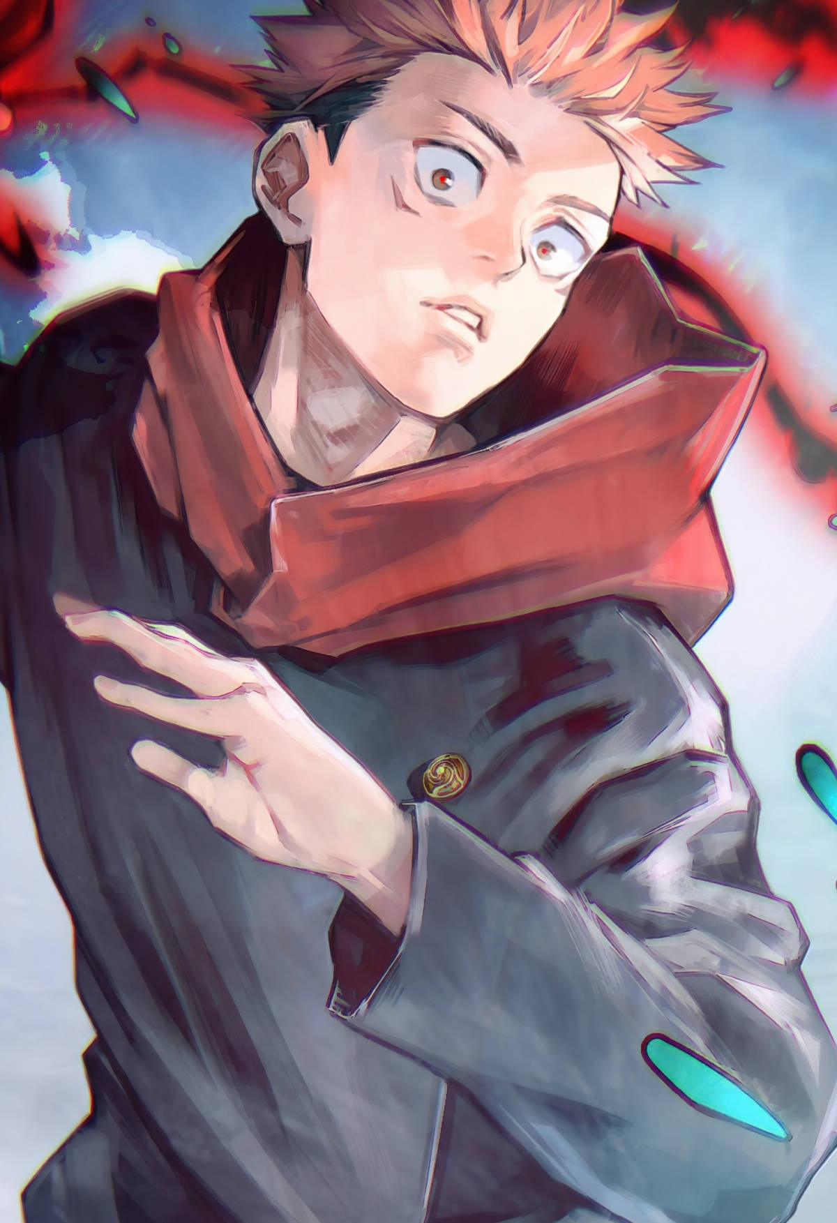 Невероятна рисунка на Юджи Итадори от Jujutsu Kaisen за телефон Тапет
