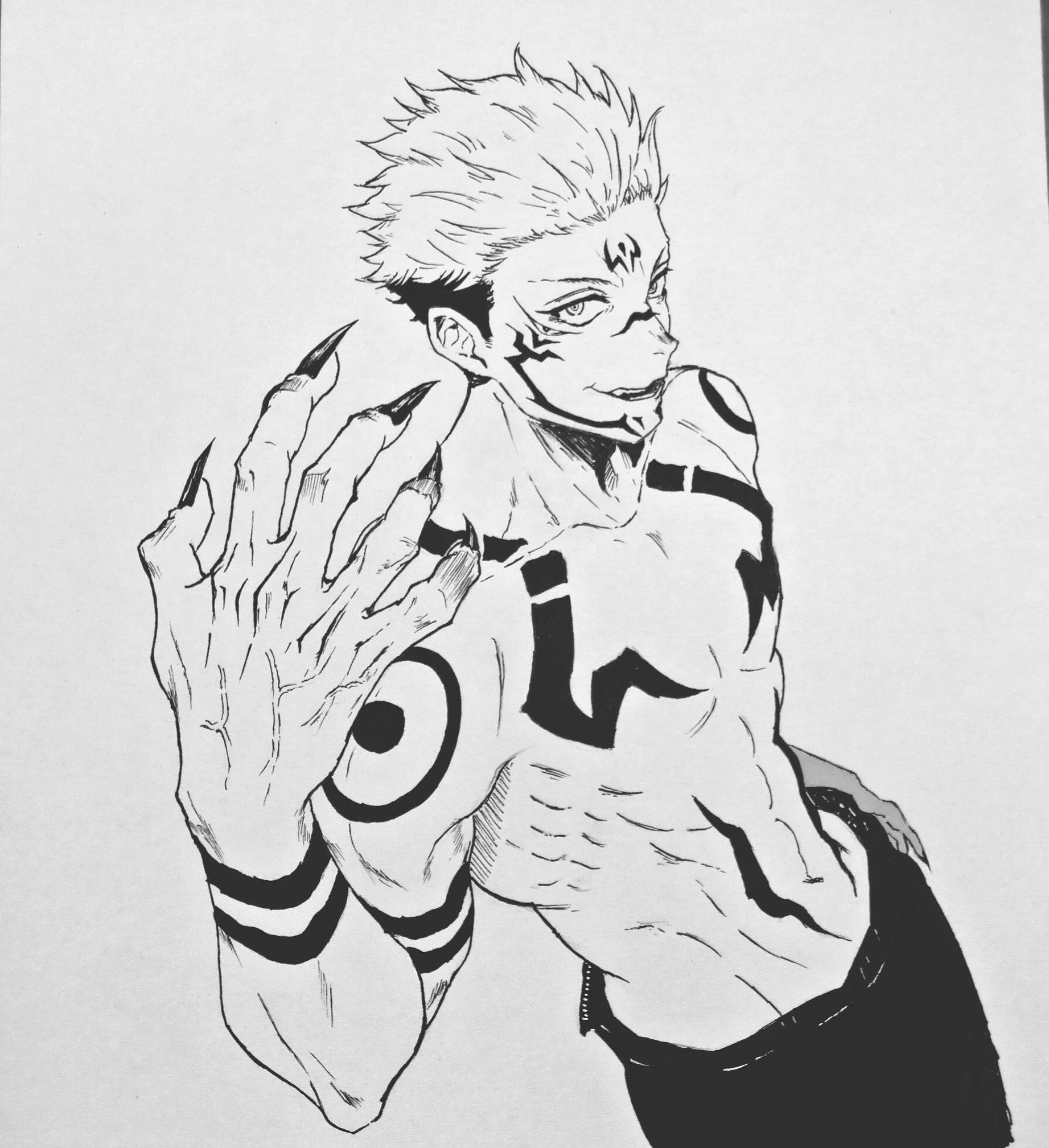 Аниме рисунок на Сукуна от Jujutsu Kaisen Тапет