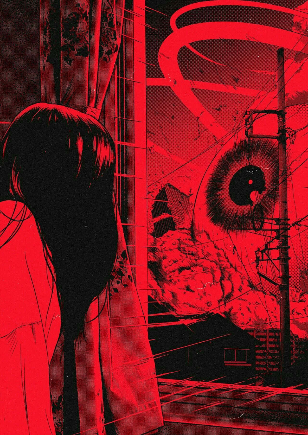 Junji Ito Червена Аниме Естетика Тапет