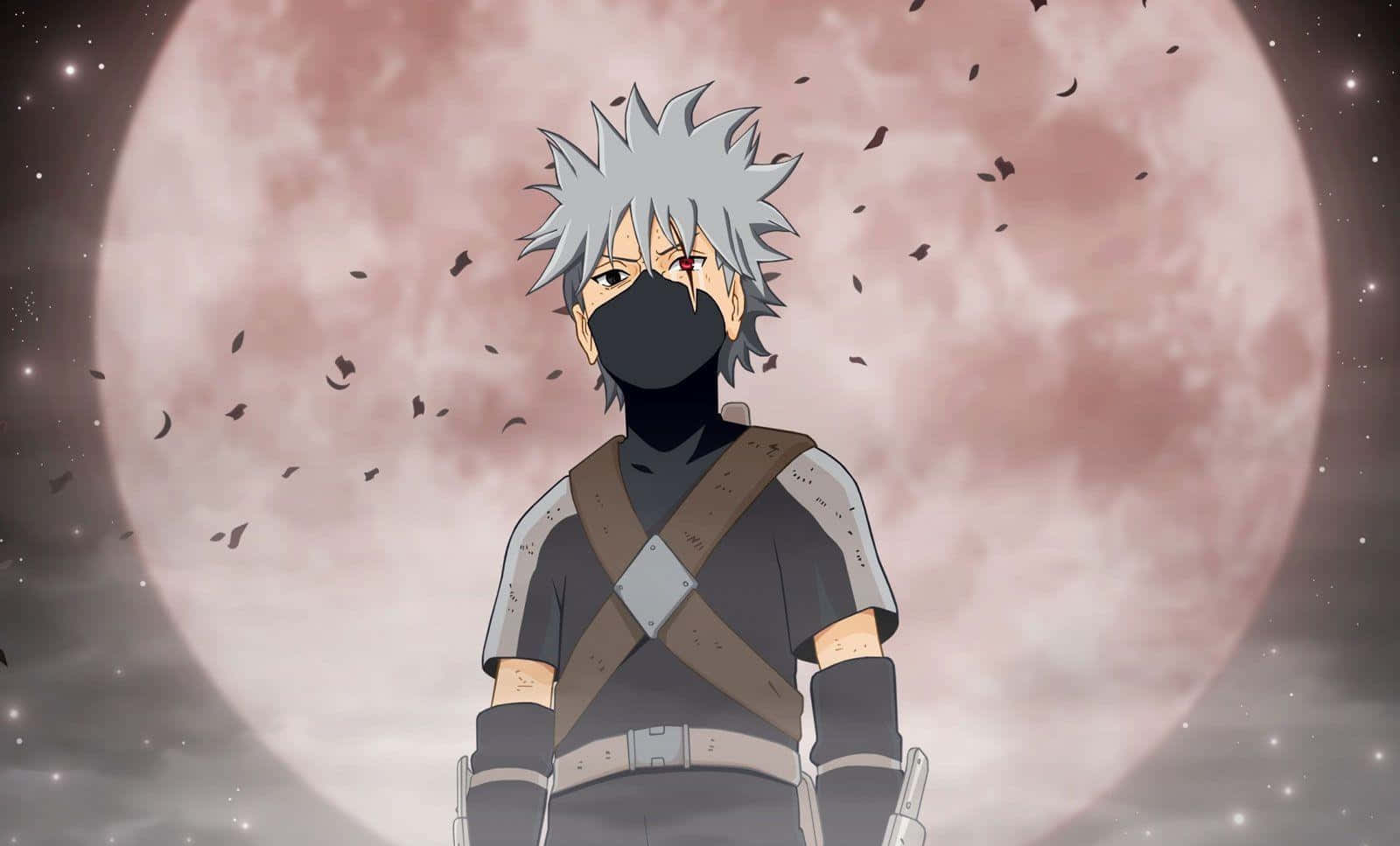 Kakashi Hatake като дете пред пълна луна Тапет