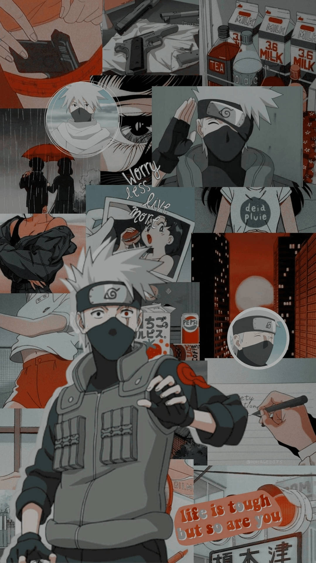 Kakashi от Наруто естетичен колаж Тапет