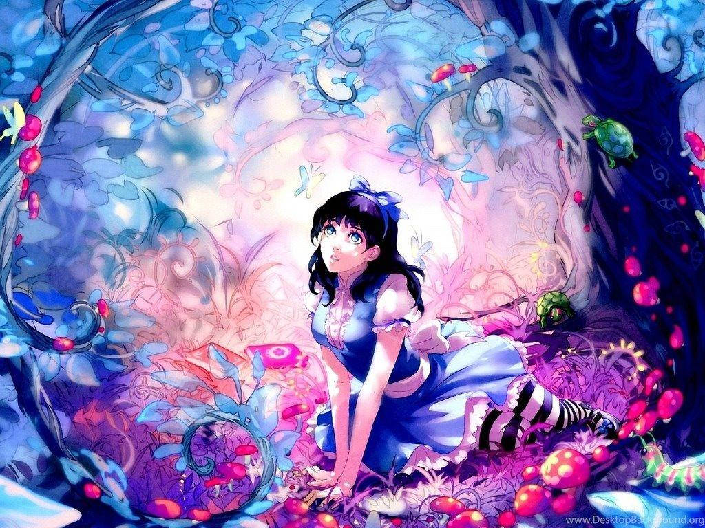 Kawaii Anime Алиса в Страната на Чудеса Тапет