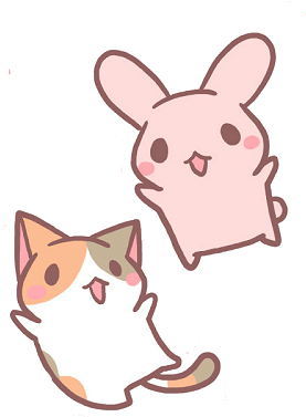 Kawaii Cat and Bunny Friends.PNG Тапет