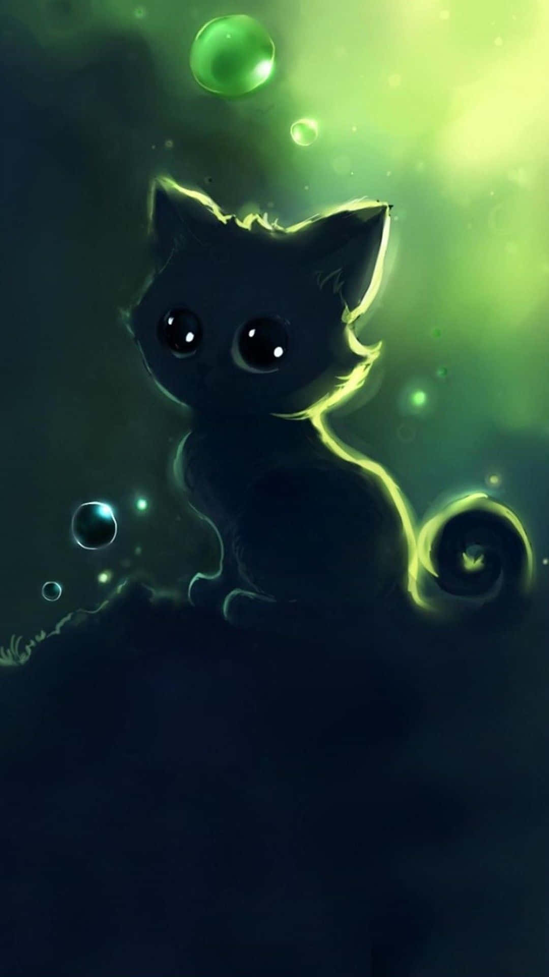 Kawaii аниме котка силует Тапет