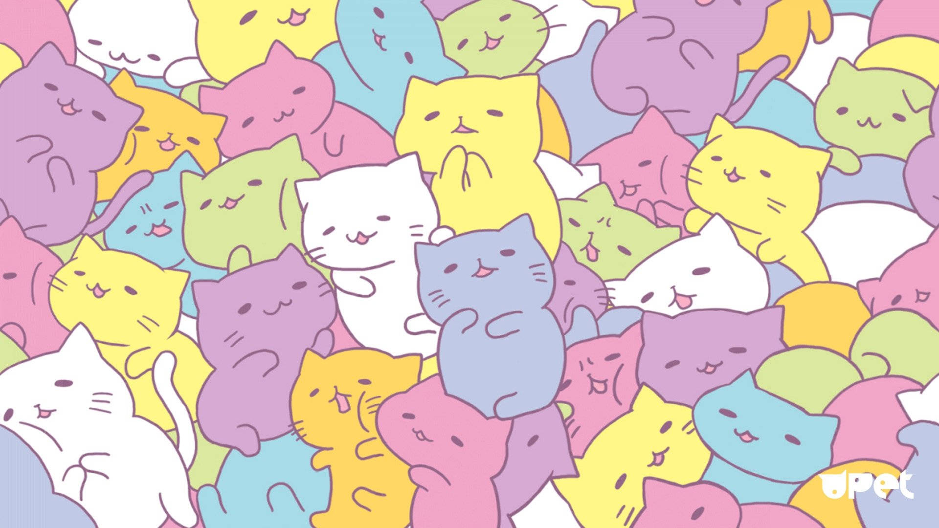 Kawaii HD Цветни Котки Тапет