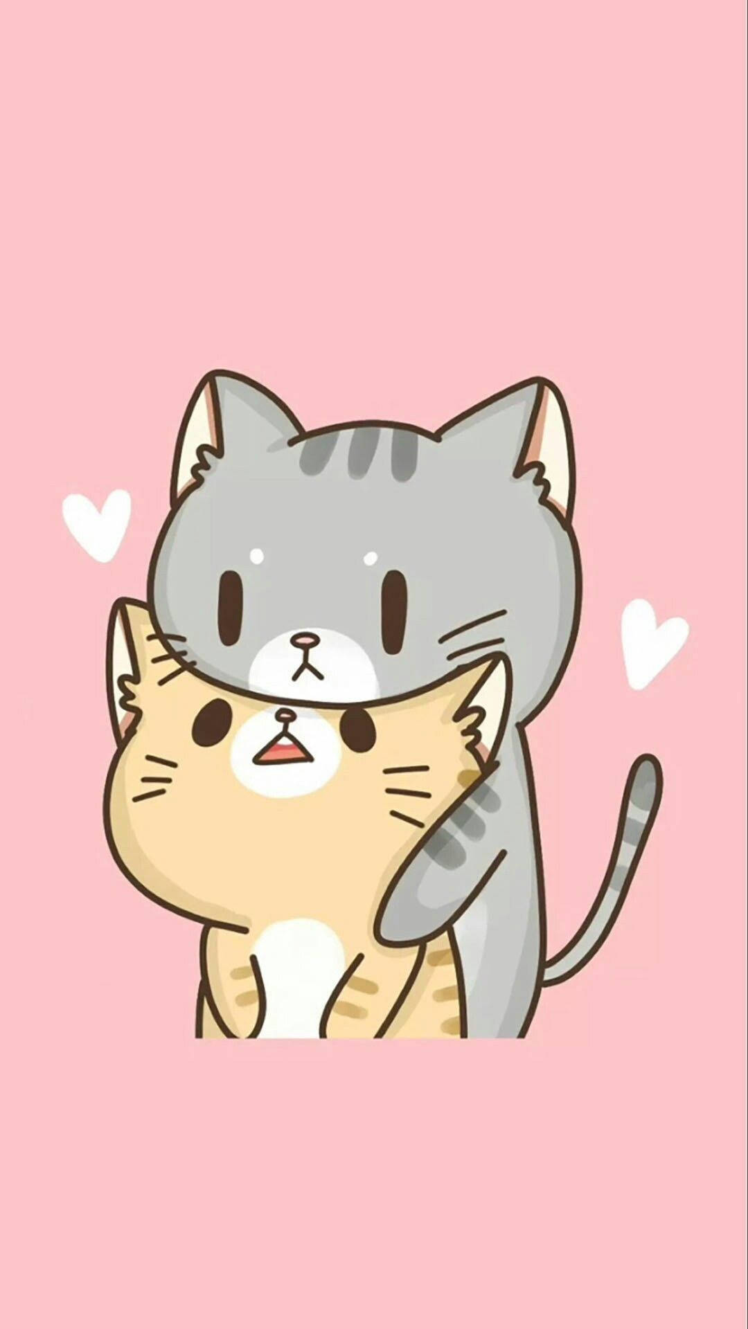 Очарователна двойка котки на kawaii iPad Тапет