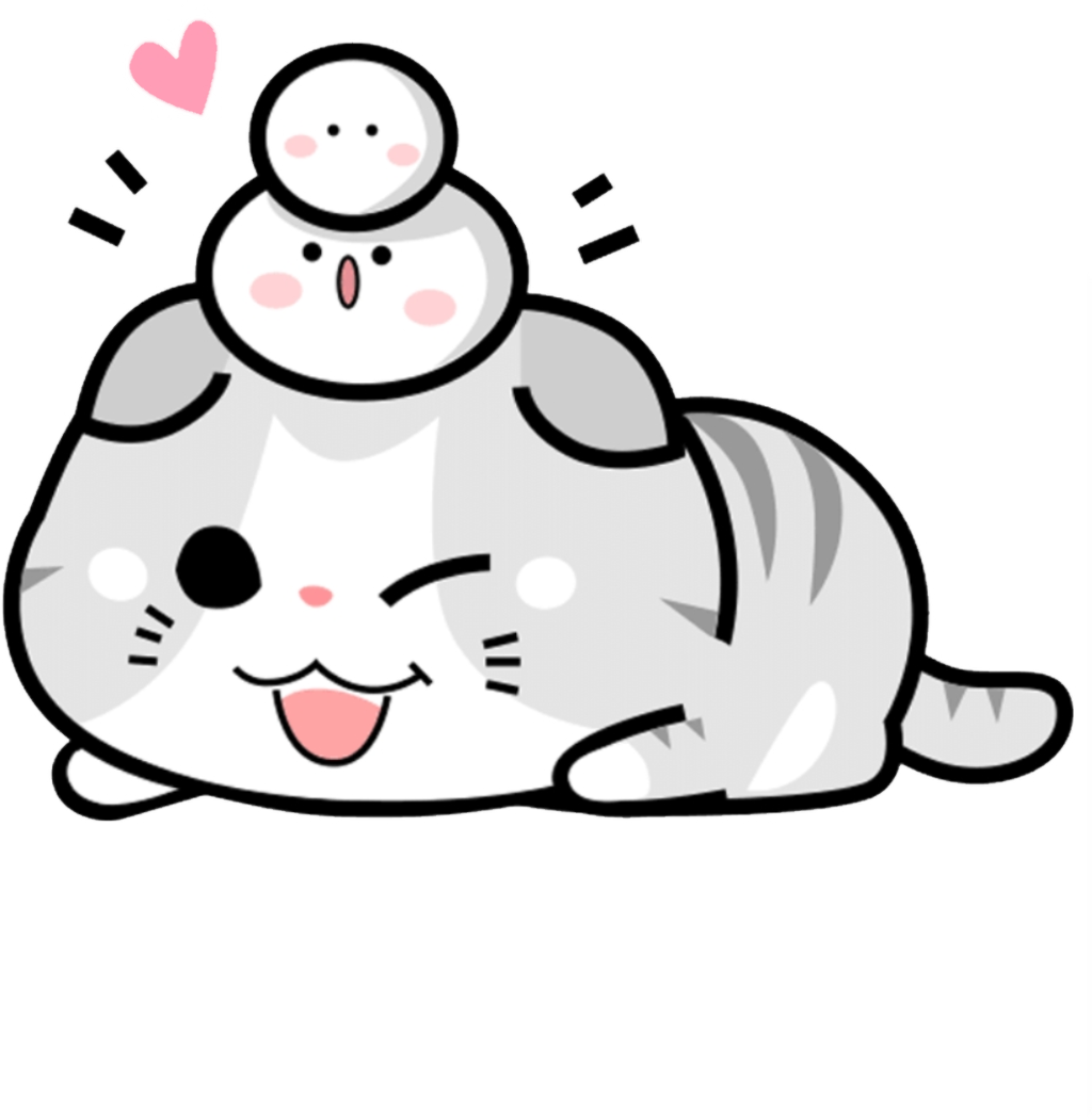 Kawaii котка и приятел тюлен.PNG Тапет