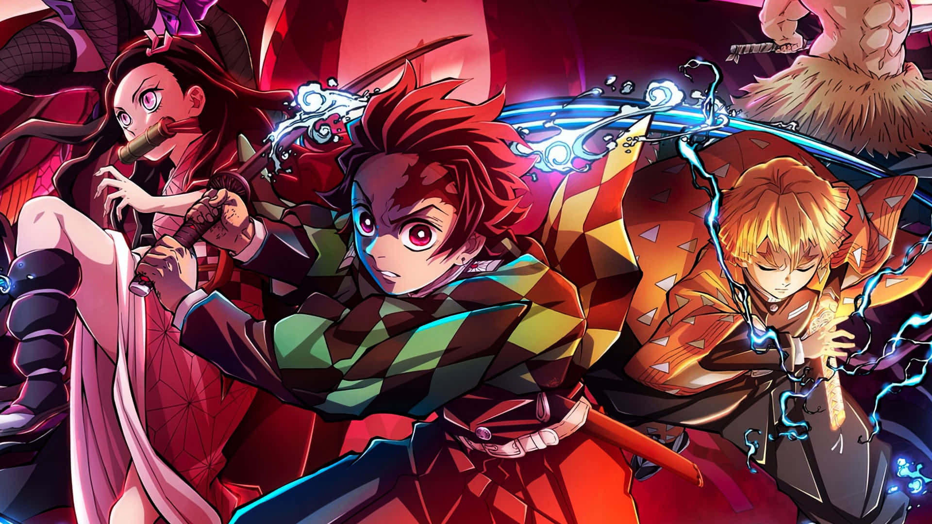 Снимка на Танджиро, Зеницу и Недзуко от Kimetsu No Yaiba Тапет