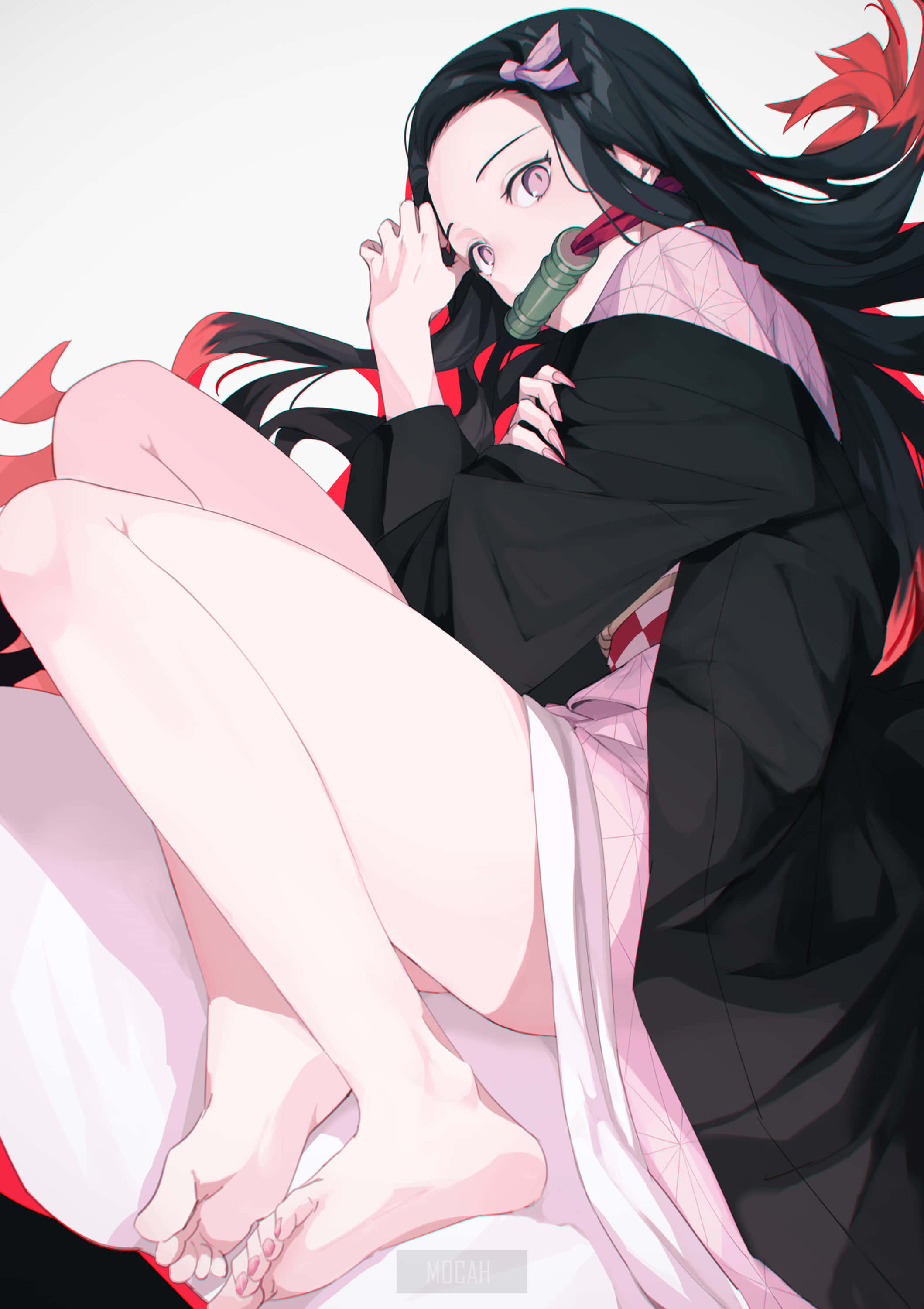 Демон Убиец Kimetsu No Yaiba Недзуко Камадо Аниме Момиче Крака Тапет
