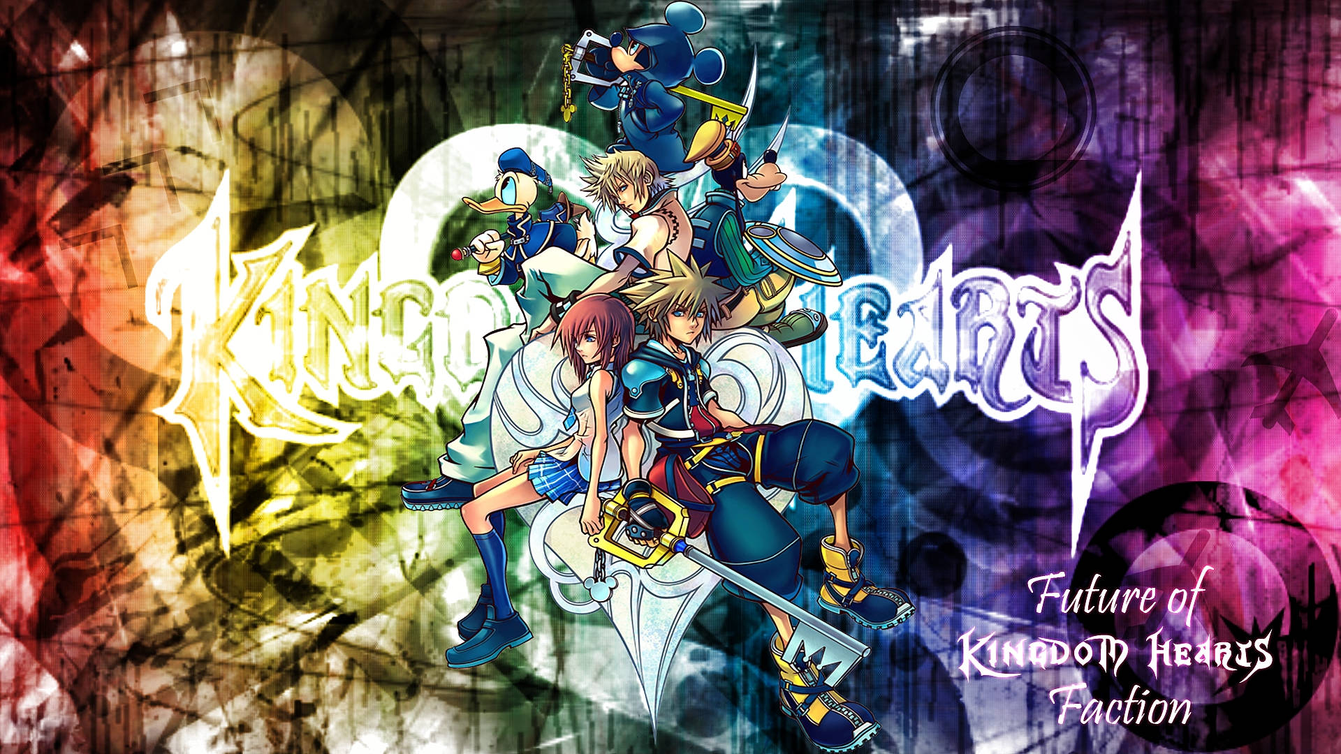 Лого на Kingdom Heart върху абстрактен дизайн Тапет