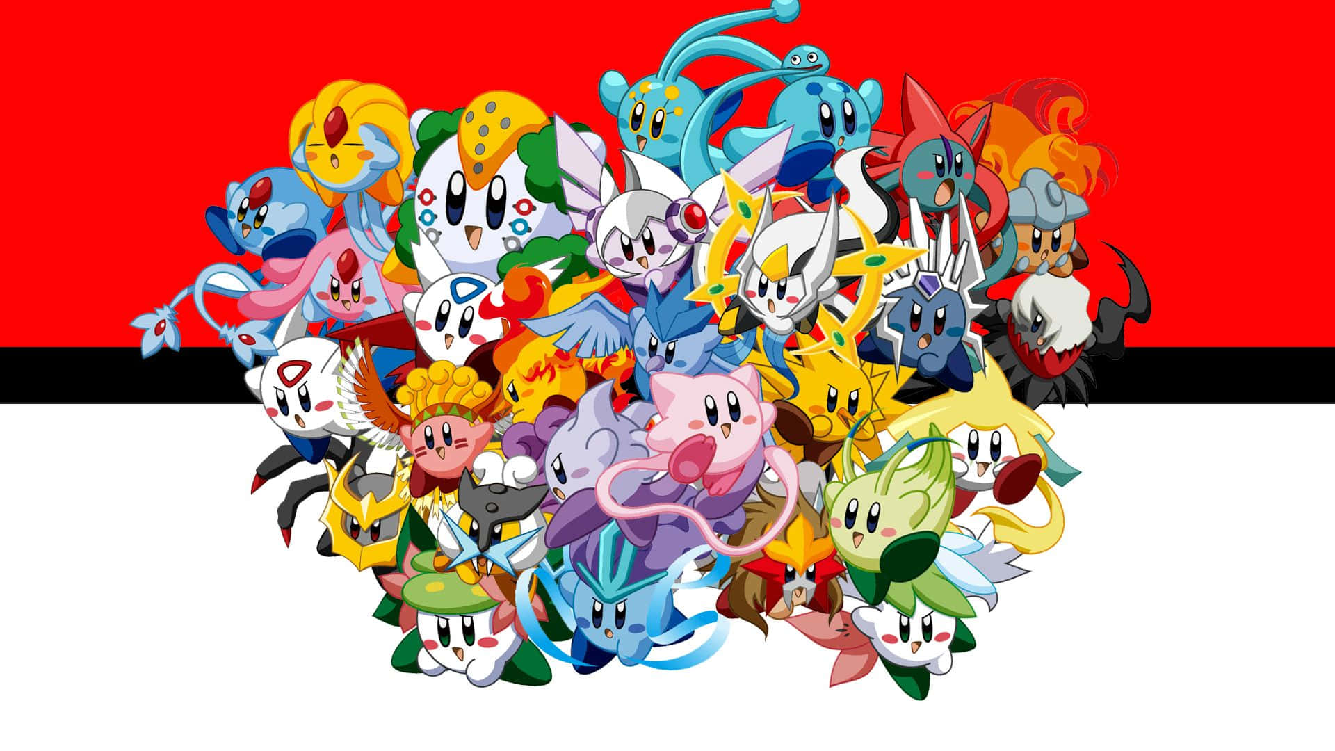 Сладък фон с Kirby версия на Pokémon Тапет