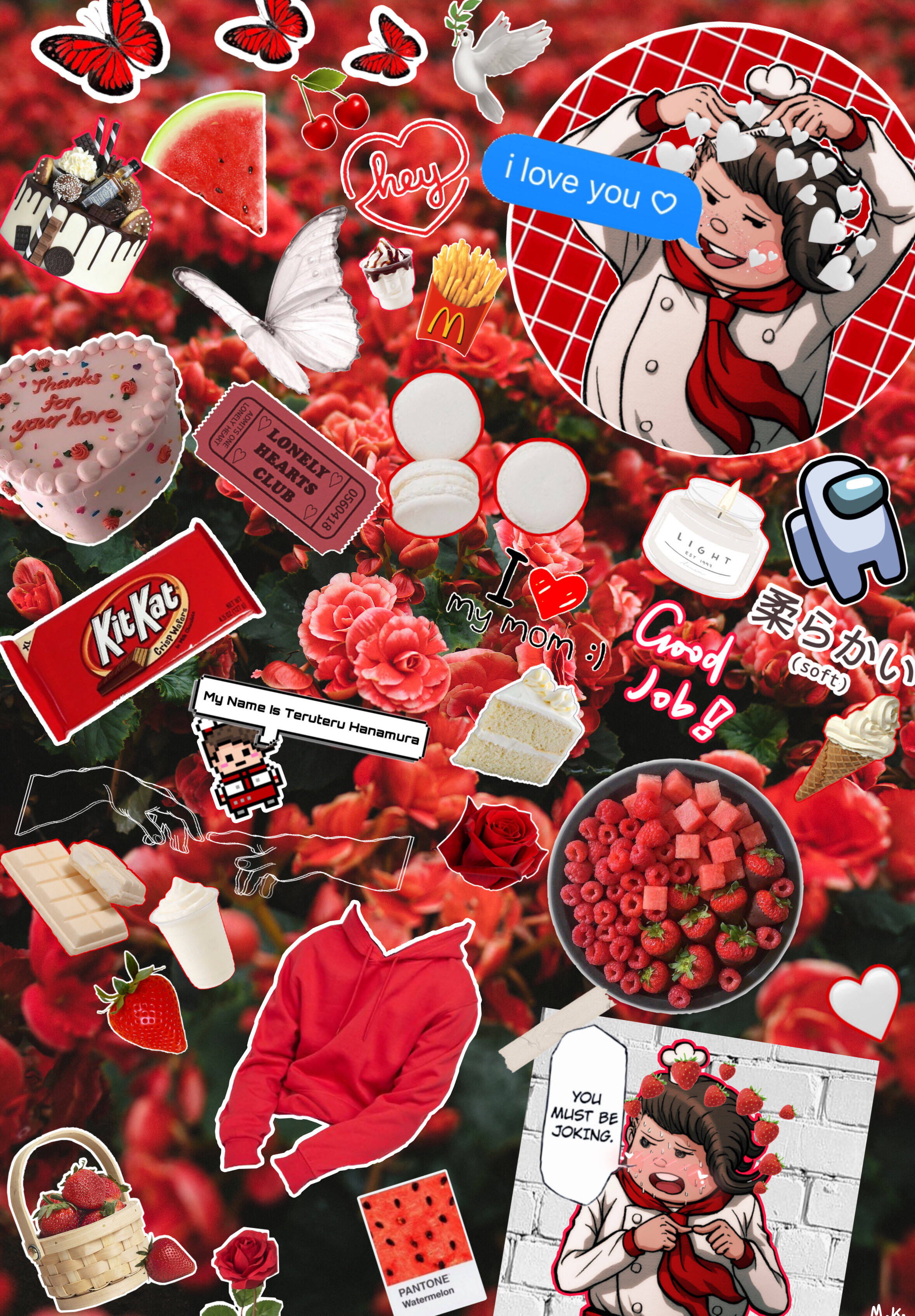 Червени цвети Kitkat Picsart Тапет
