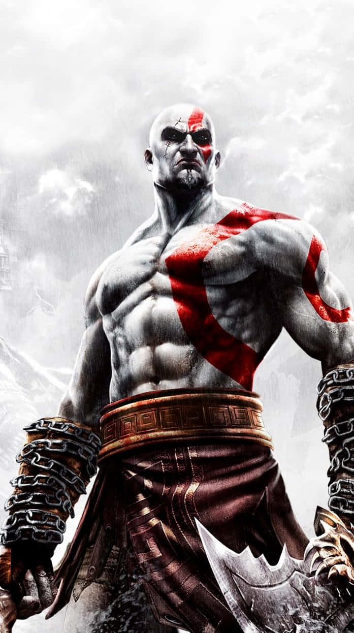 Kratos от God of War III – Бяла естетика Тапет