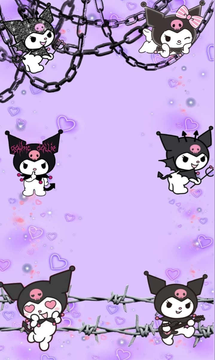 Kuromi iPhone Лилав Естетичен Вериги Тапет