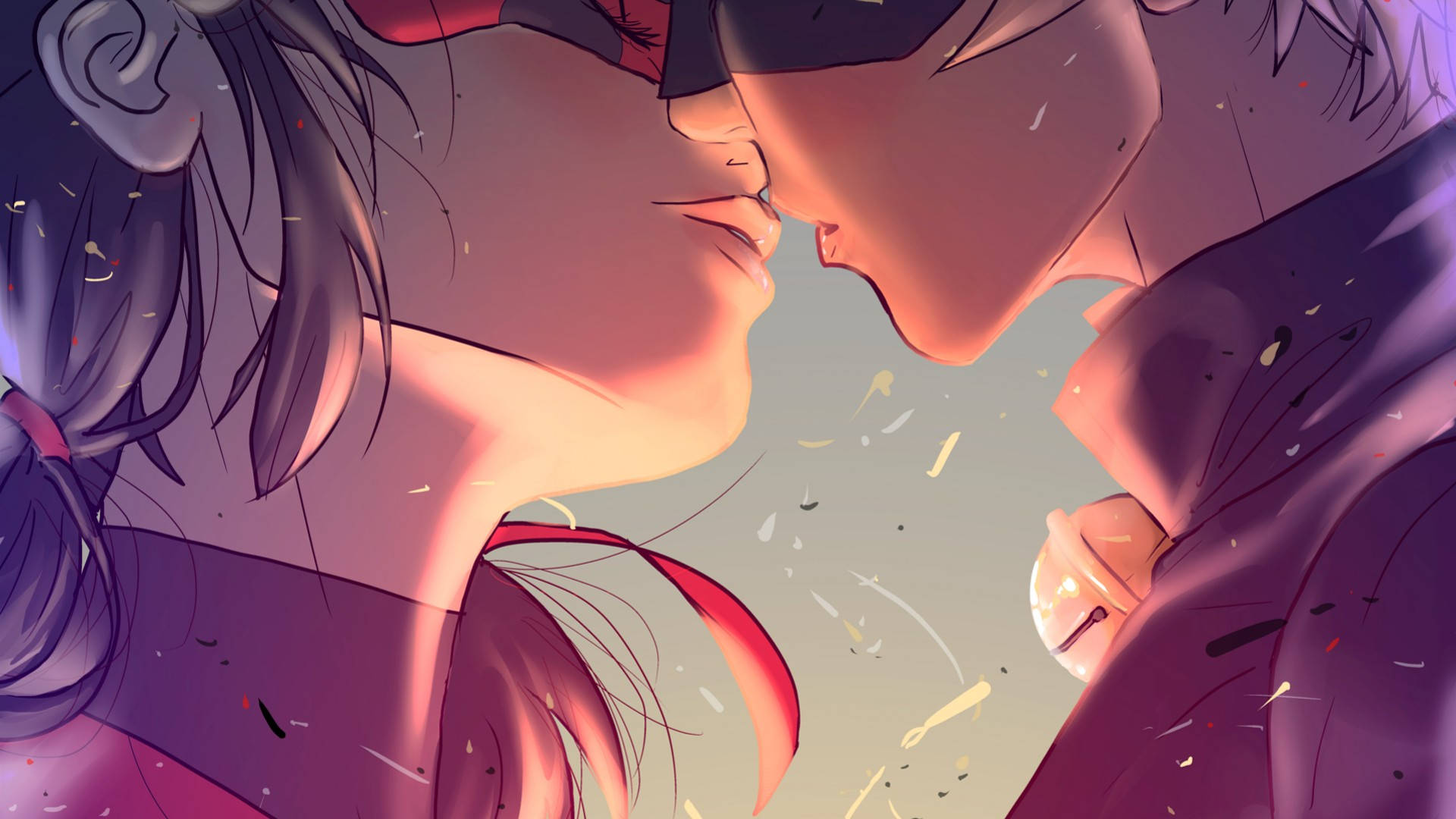 Супергерои Ladybug и Cat Noir се целуват Тапет