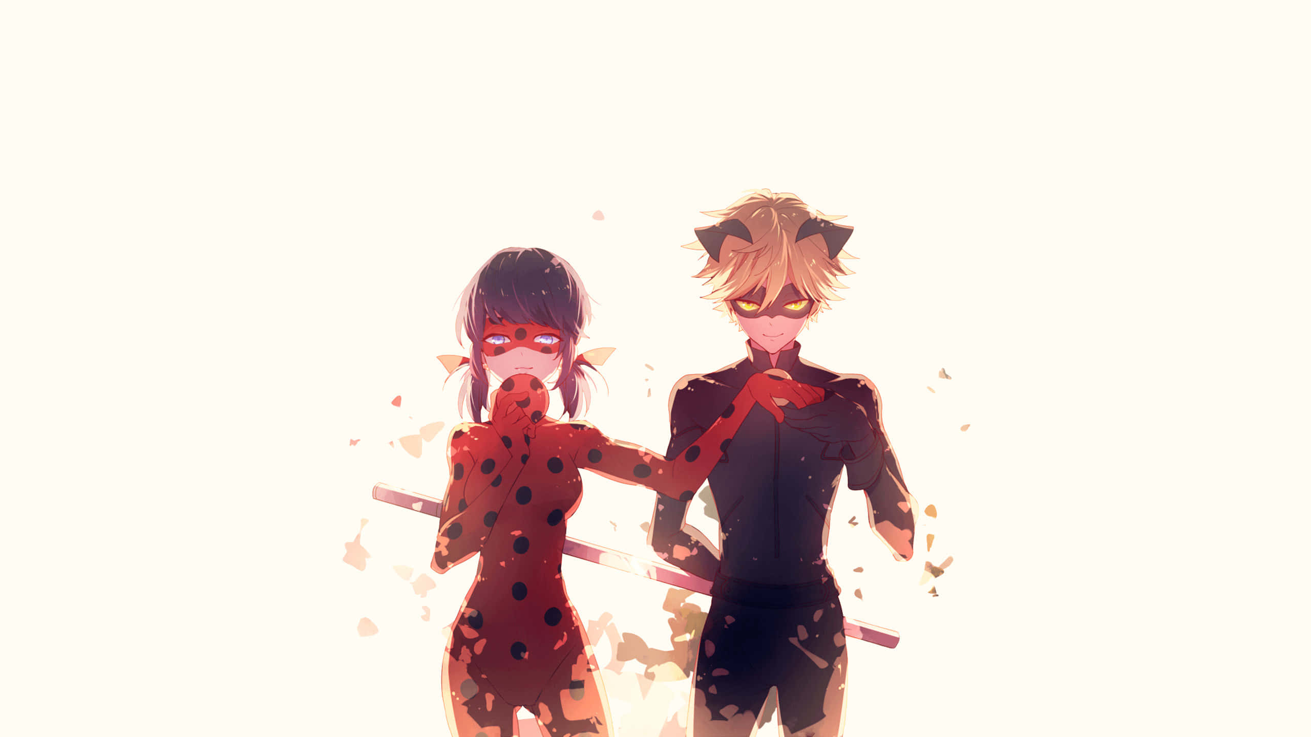 Смешна картина с аниме естетика на Ladybug и Cat Noir от Miraculous Тапет