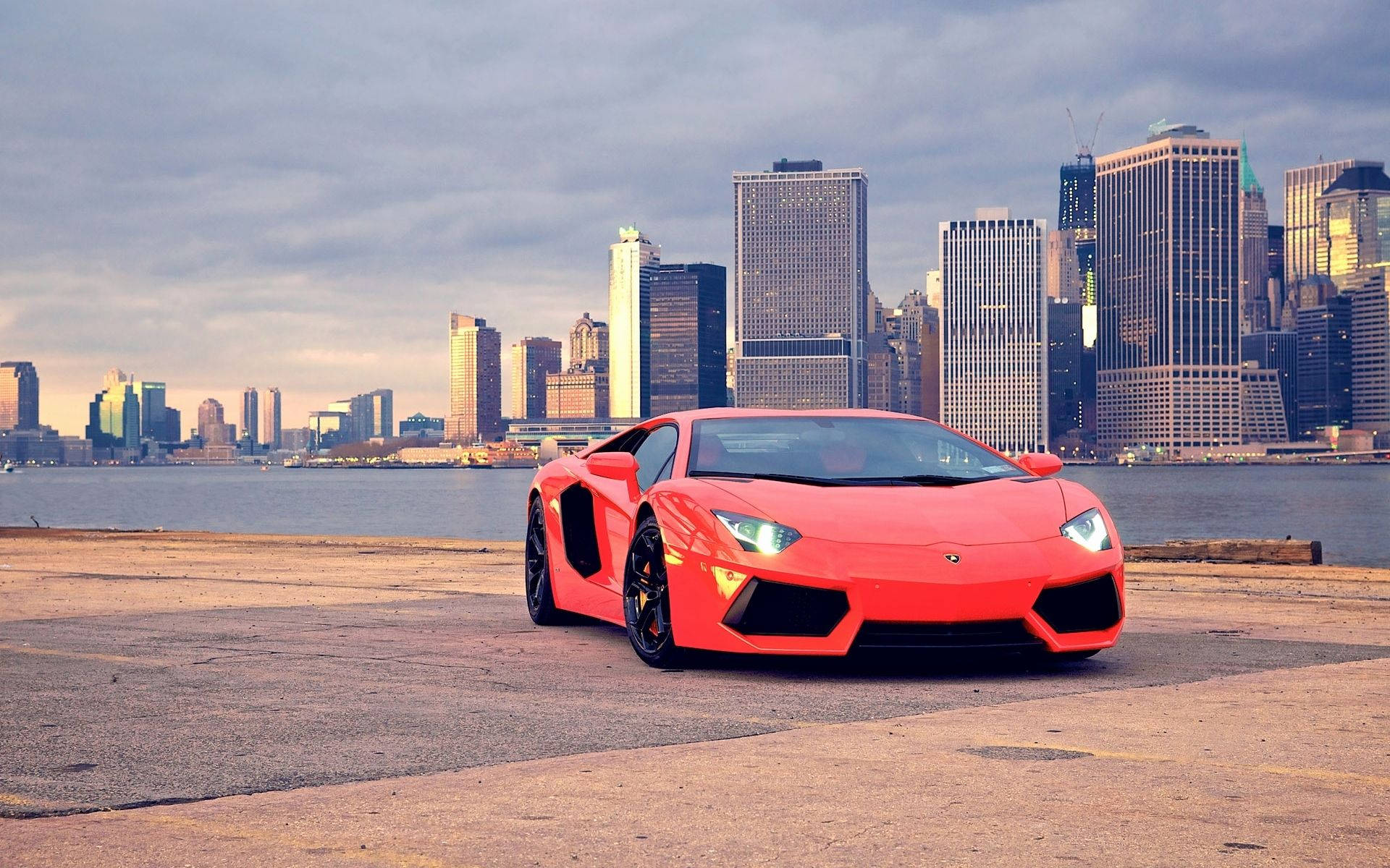 Автомобилно изложение Lamborghini в парк Бруклин Бридж Тапет
