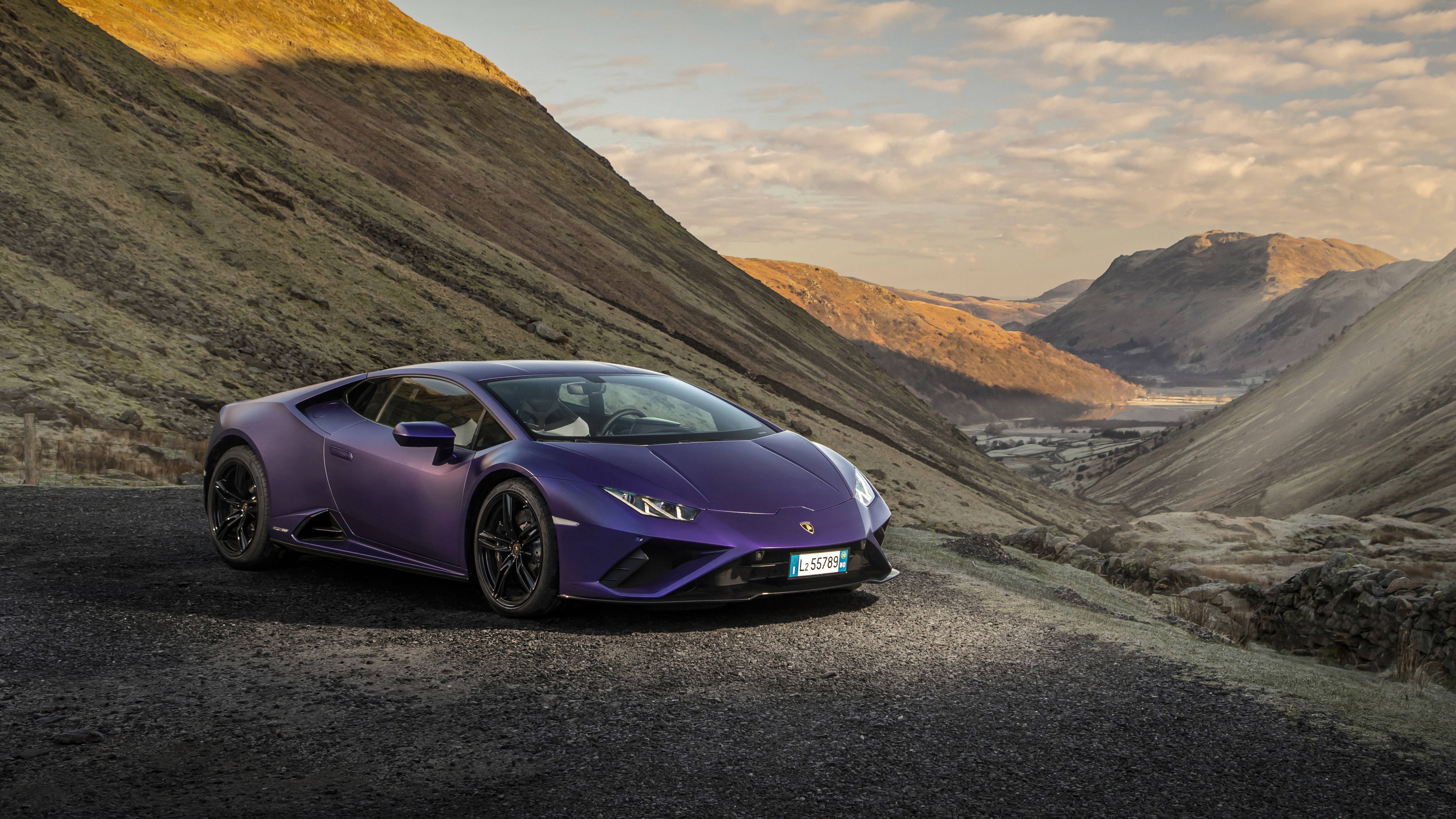 Лилав Lamborghini Huracan 4K лаптоп автомобил Тапет