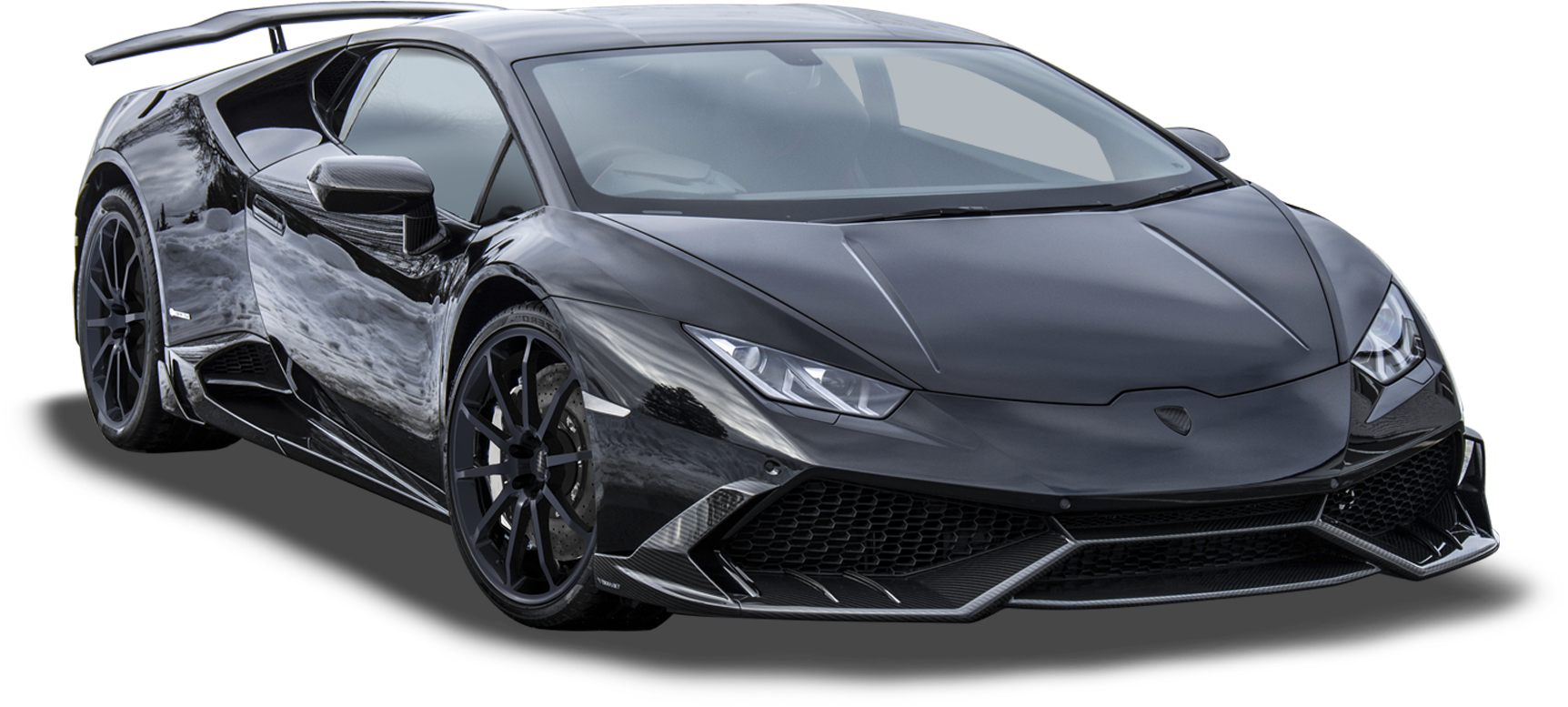 Черен Lamborghini Huracan Evo изглед отстрани Тапет