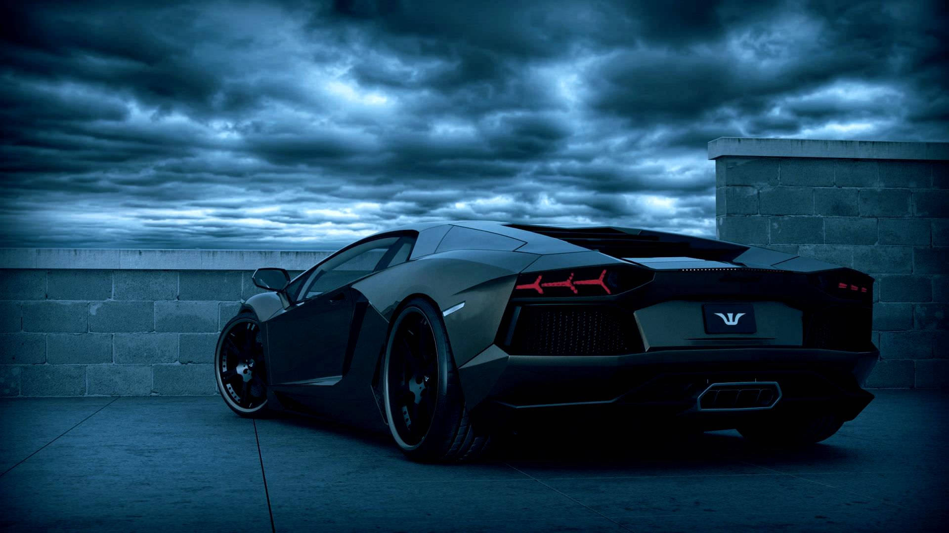 Тъмносиньо черно Lamborghini Тапет